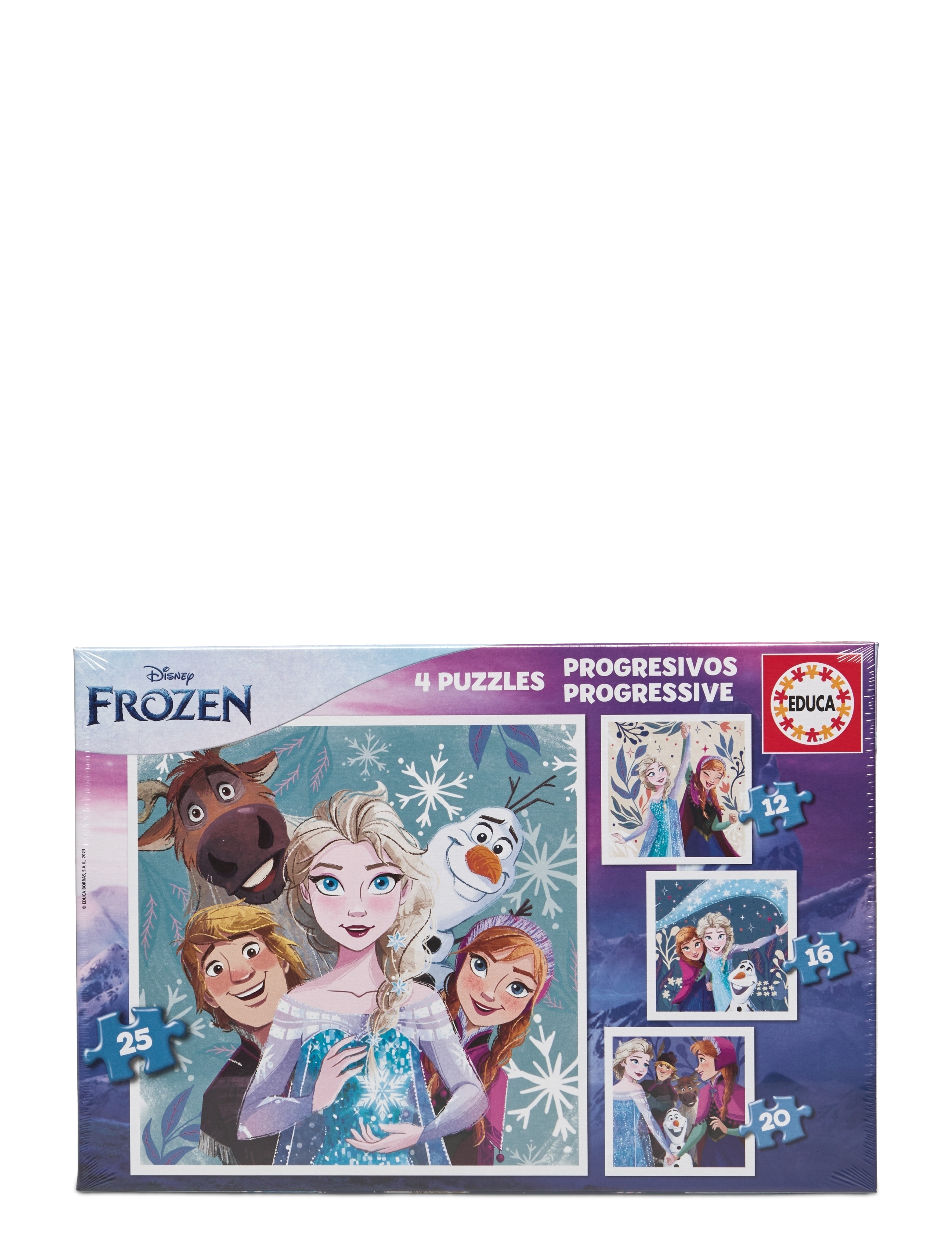 Educa Progressive Puzzles Frozen 12-16-20-25, Børn, Classic Puslespil, Multi/mønstret, Str: ONE SIZE