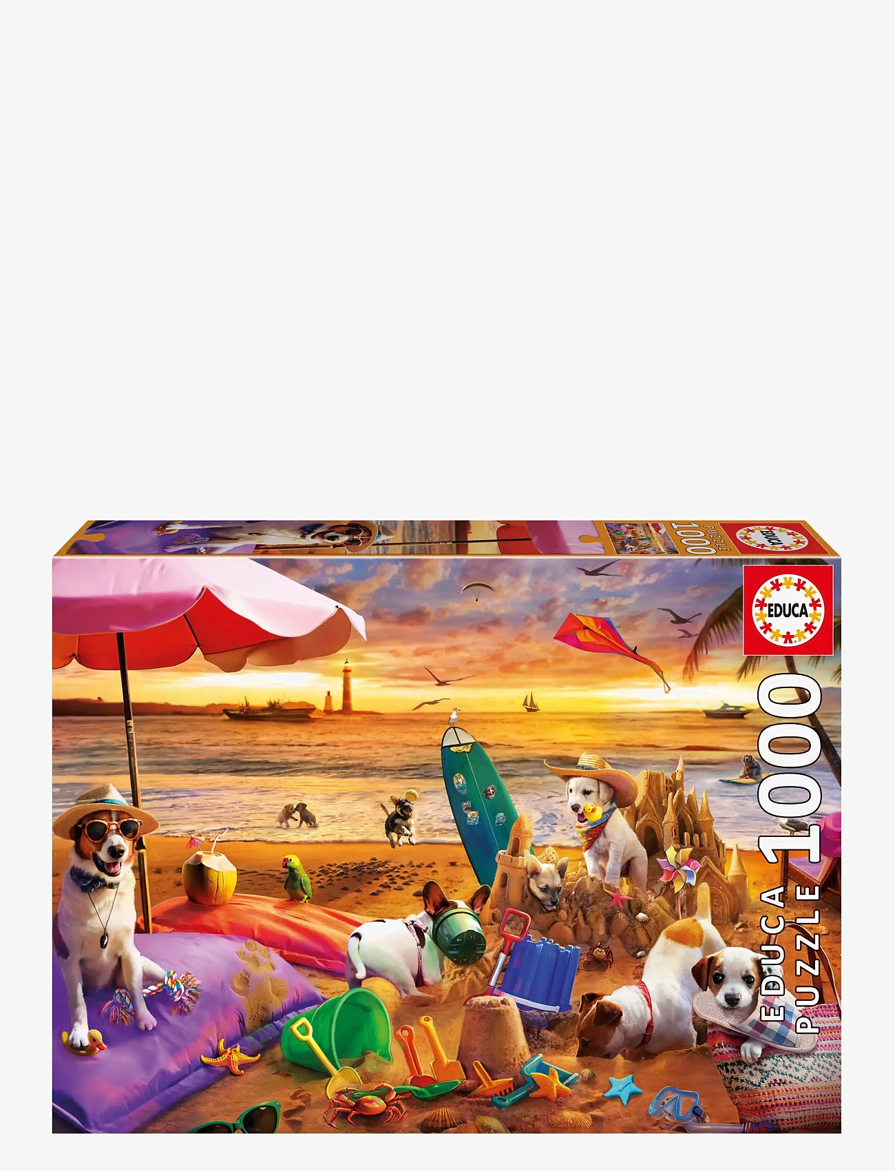Educa - Educa 1000 Dogs Playing At The Beach - klassiske puslespil - muti - 0