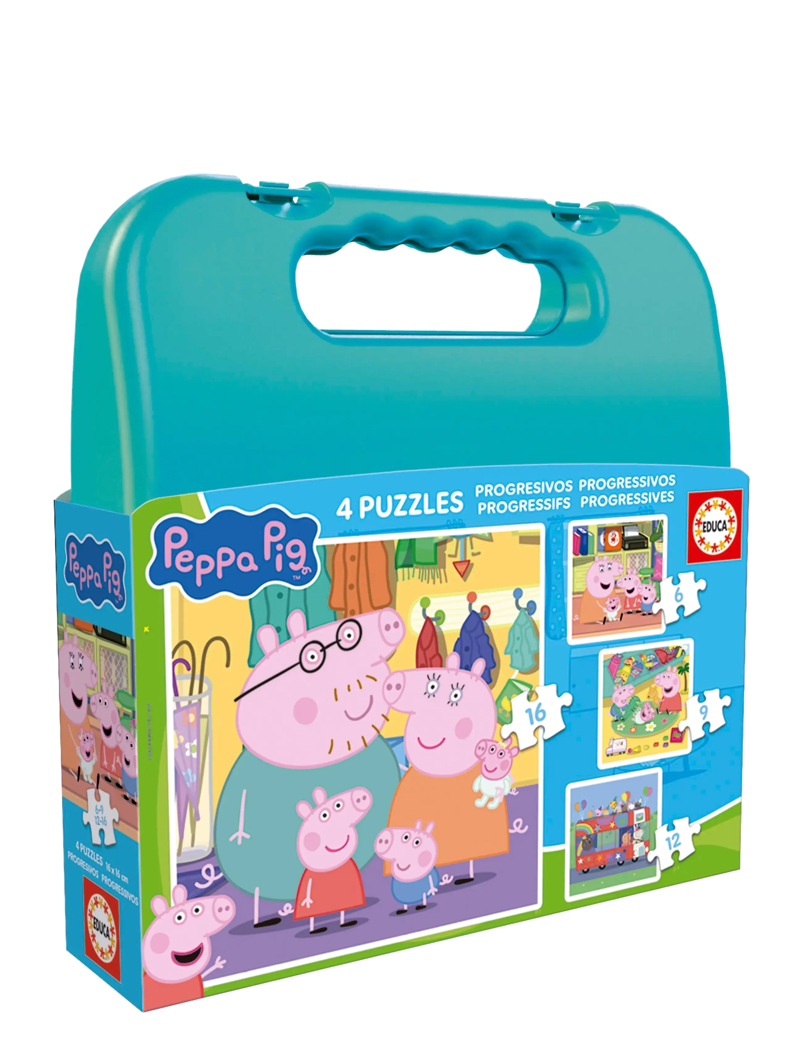 Educa - Educa 6-9-12-16 Peppa Pig Suitcase - klassiska pussel - multi - 1