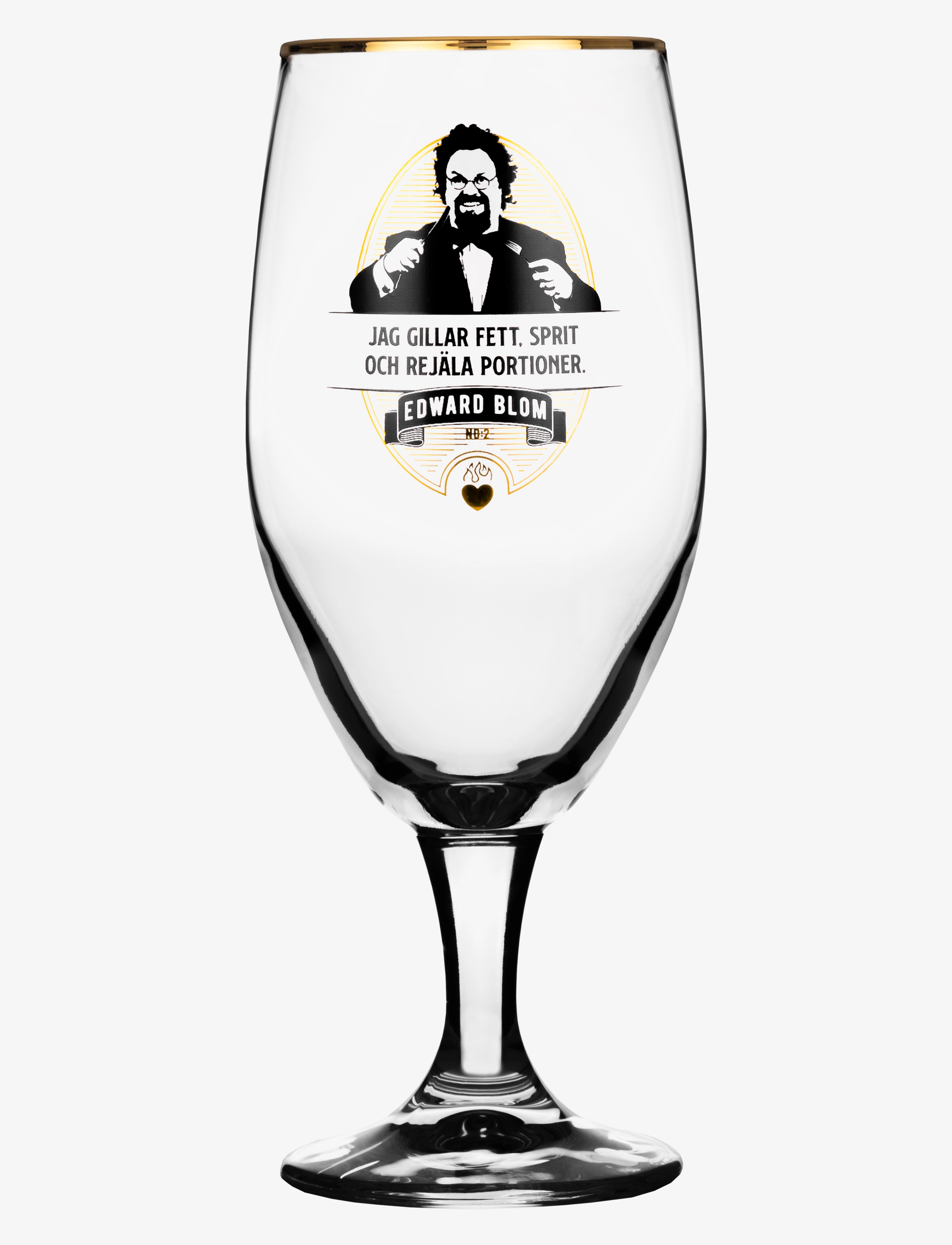 EDWARD BLOM Beer Glass No:2 "Jag Gillar Fett" CLEAR - 40 CL - Unisex