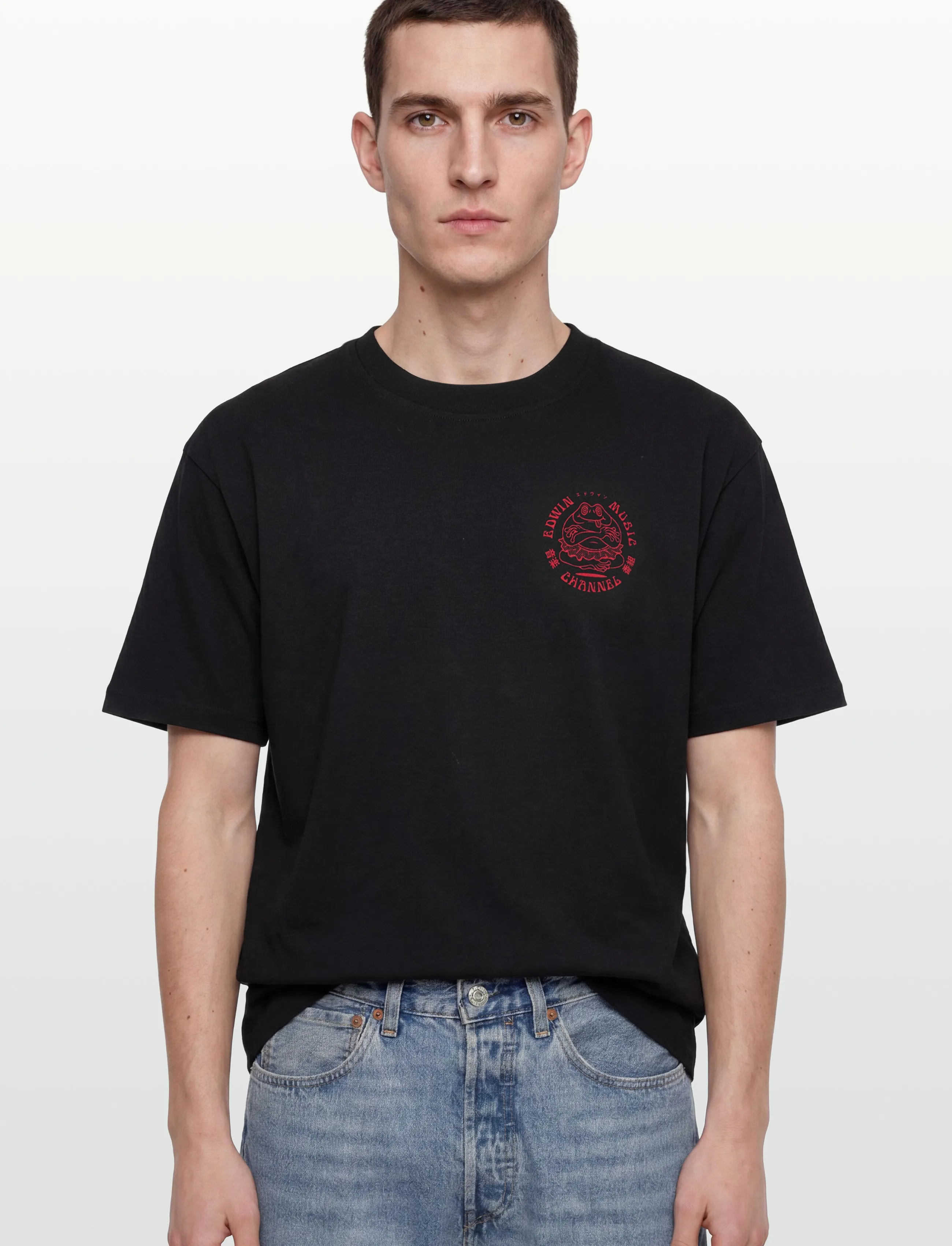 Edwin - Bolton T-Shirt - Grey Marl/White - kortärmade t-shirts - black/red - 3
