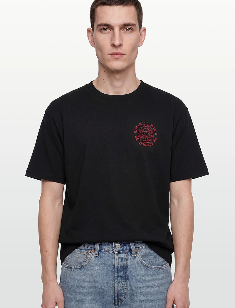 Edwin - Bolton T-Shirt - Grey Marl/White - kurzärmelig - black/red - 3