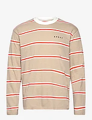 Edwin - QUARTER T-SHIRT LS-BEIGE / RED / WHITE - marškinėliai ilgomis rankovėmis - beige / red / white - 0