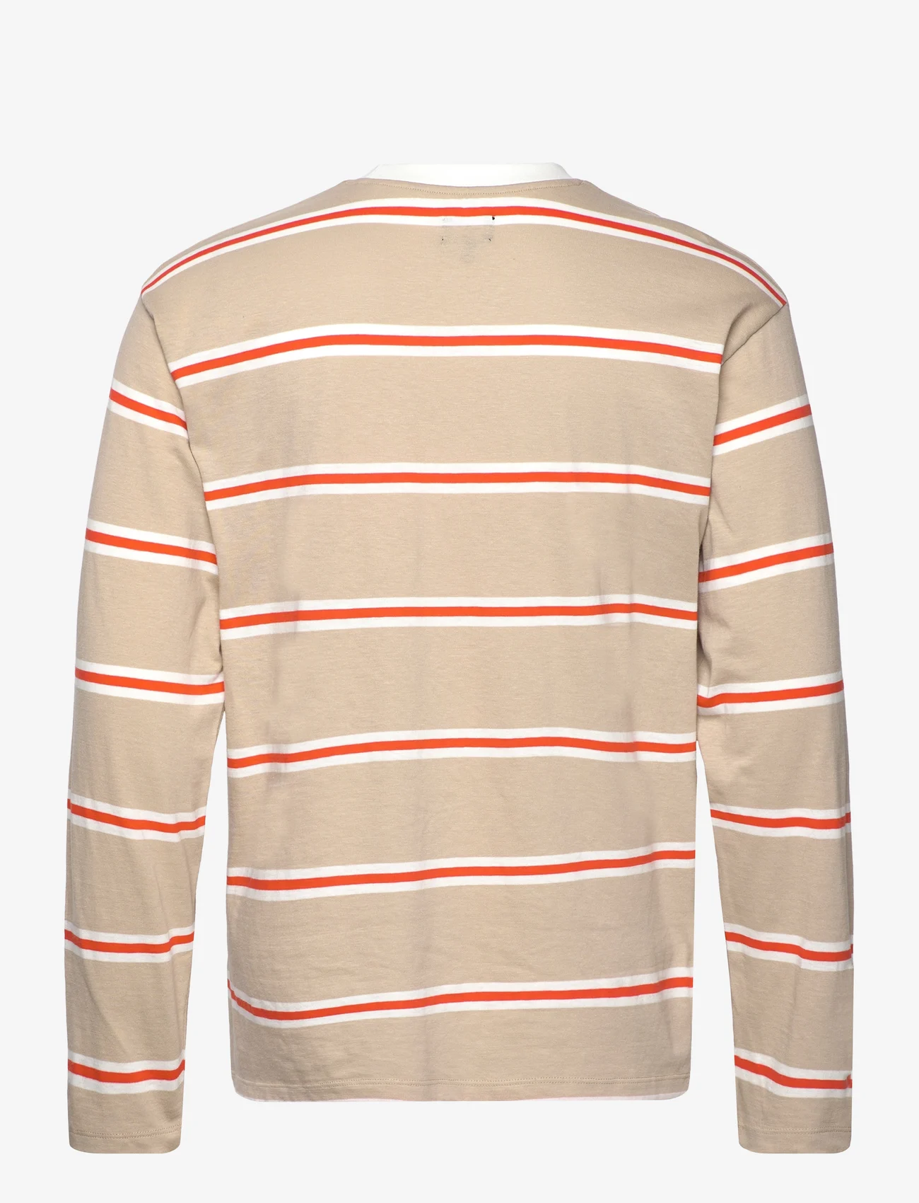 Edwin - QUARTER T-SHIRT LS-BEIGE / RED / WHITE - long-sleeved t-shirts - beige / red / white - 1