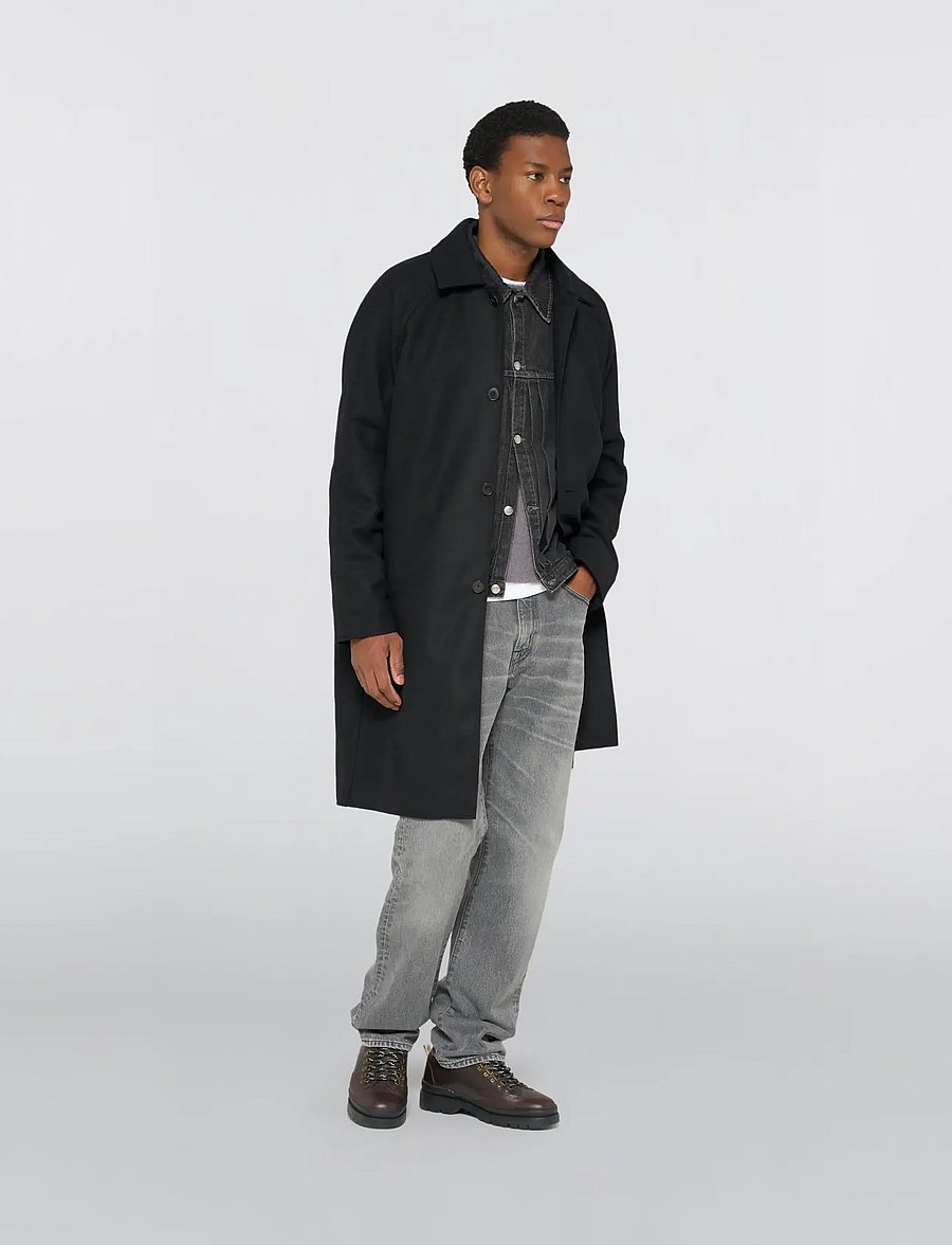 Edwin - Mac Wool Coat - Black - vinterjakker - black - 4