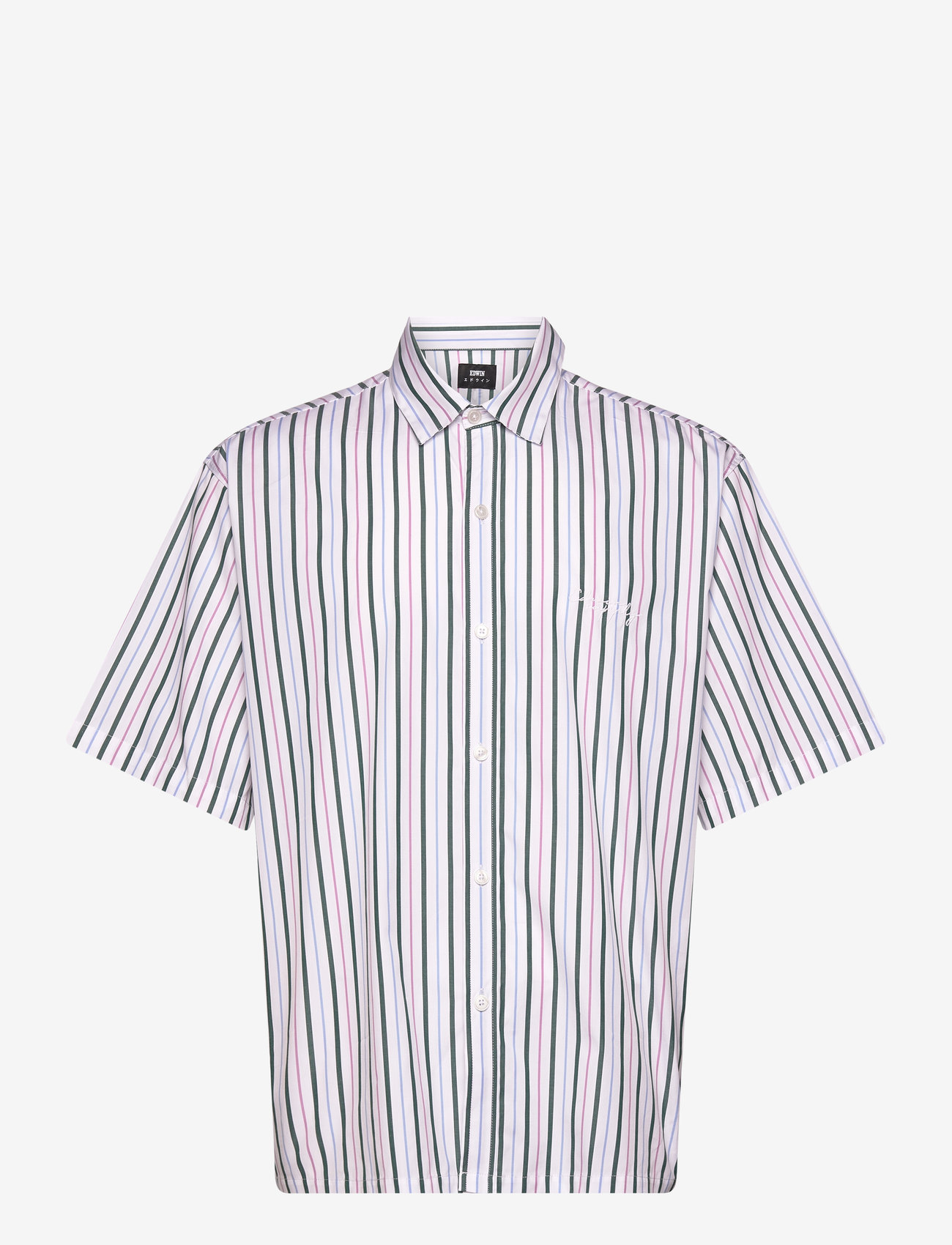 Edwin - TOLEDO SHIRT SS - WHITE / PINK / GREEN - kortærmede skjorter - white / pink / green - 0