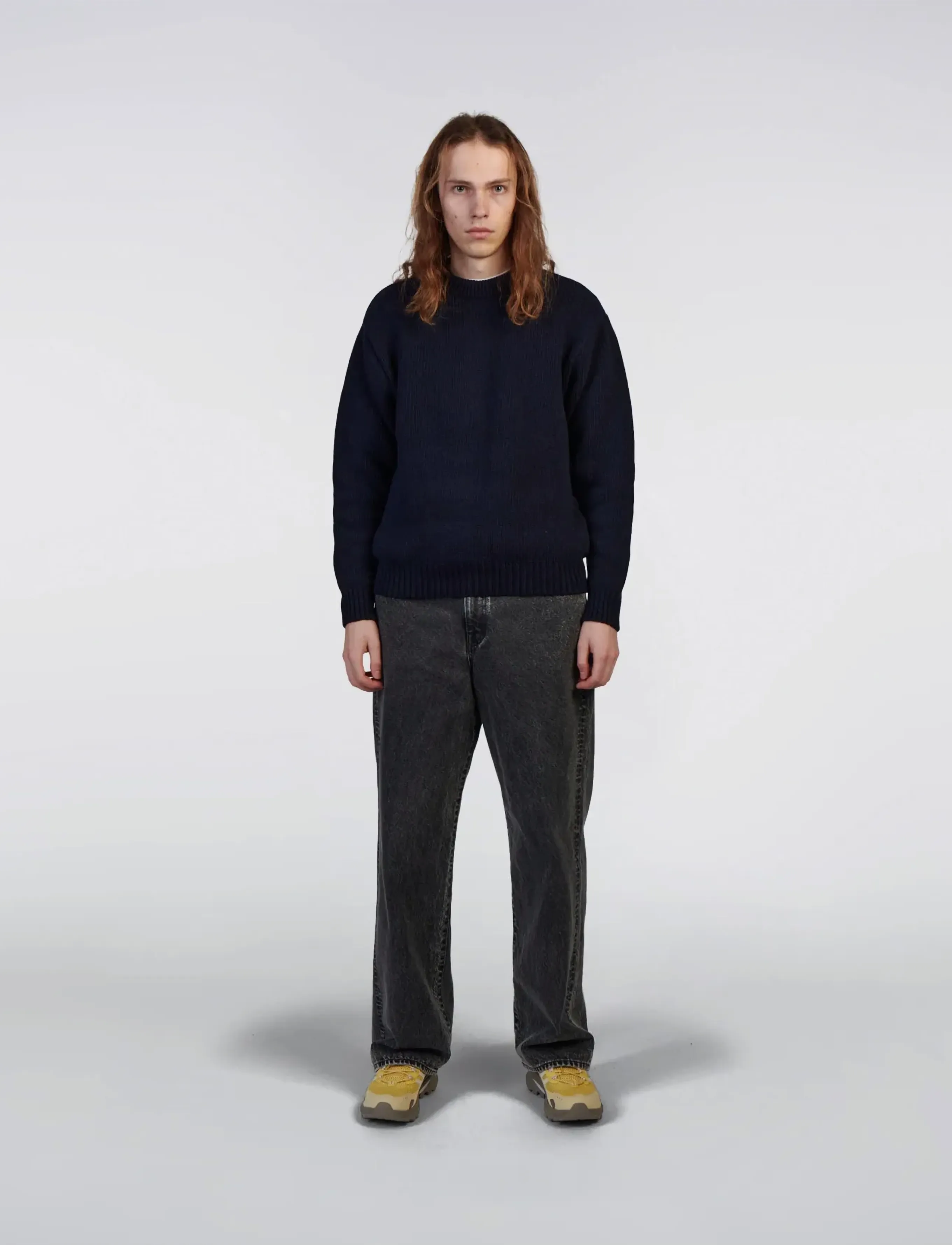 Edwin Ellis Sweater, L, Navy, Strik > Runde Halse, Herre