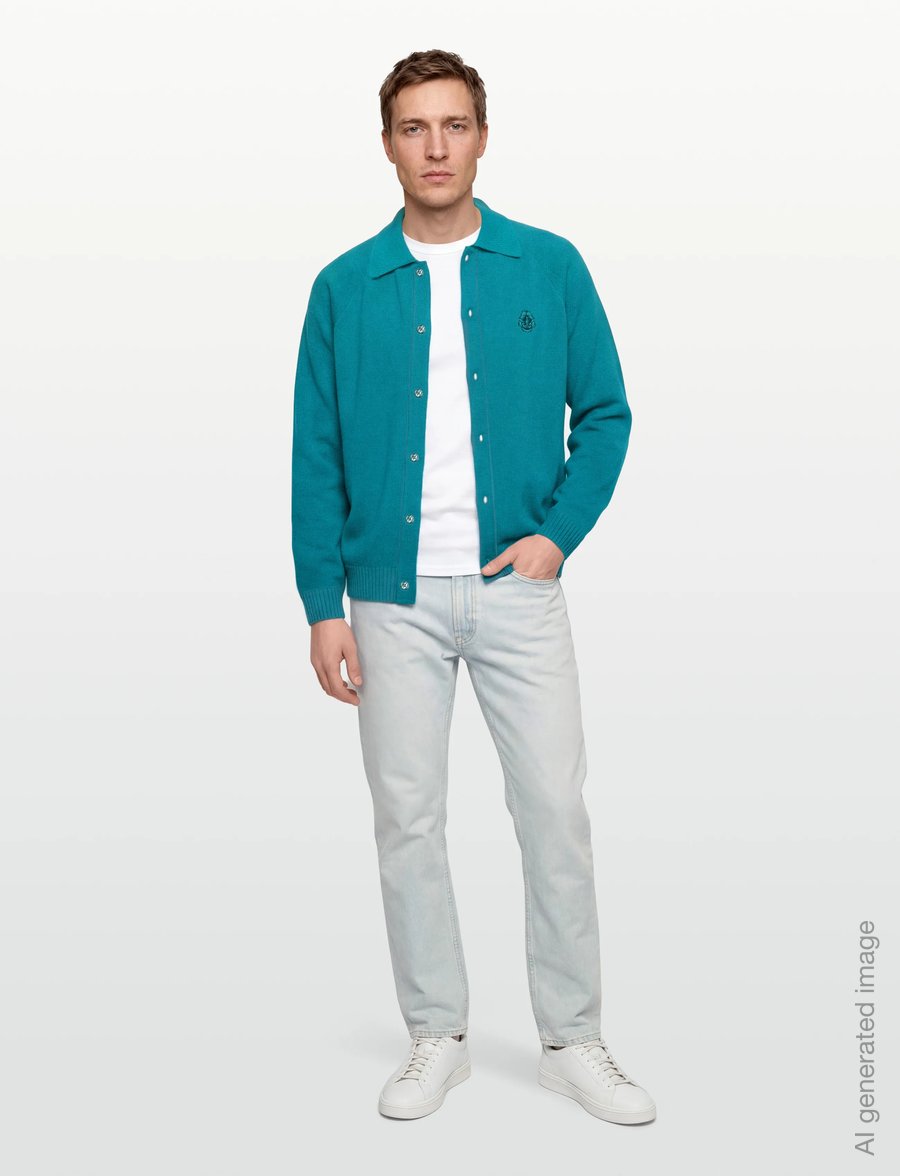 Edwin - MARS POLO CARDIGAN-BALTIC - cardigans - baltic - 0
