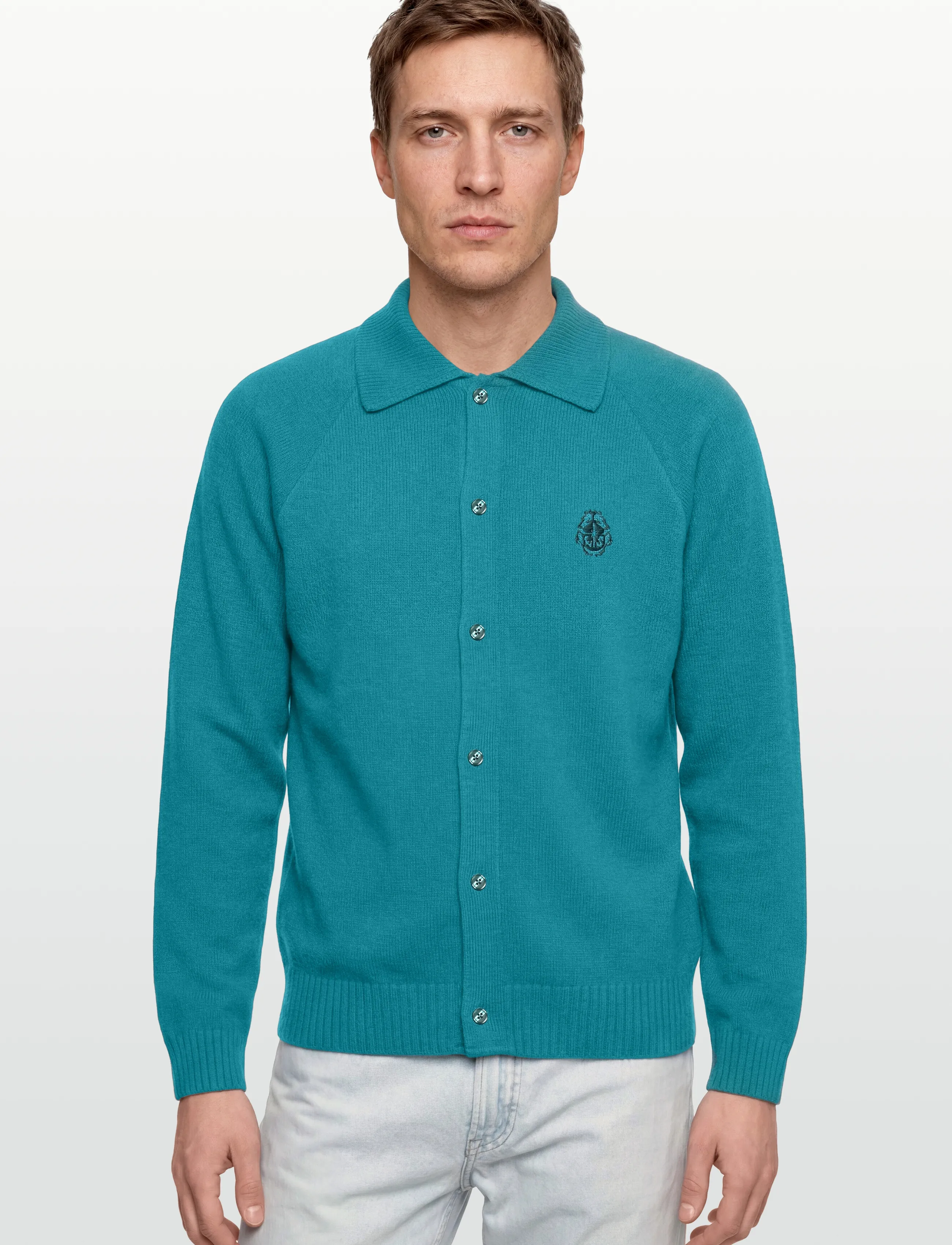 Edwin - MARS POLO CARDIGAN-BALTIC - strickjacken - baltic - 3