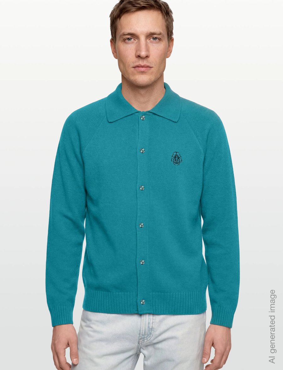 Edwin - MARS POLO CARDIGAN-BALTIC - cardigans - baltic - 3