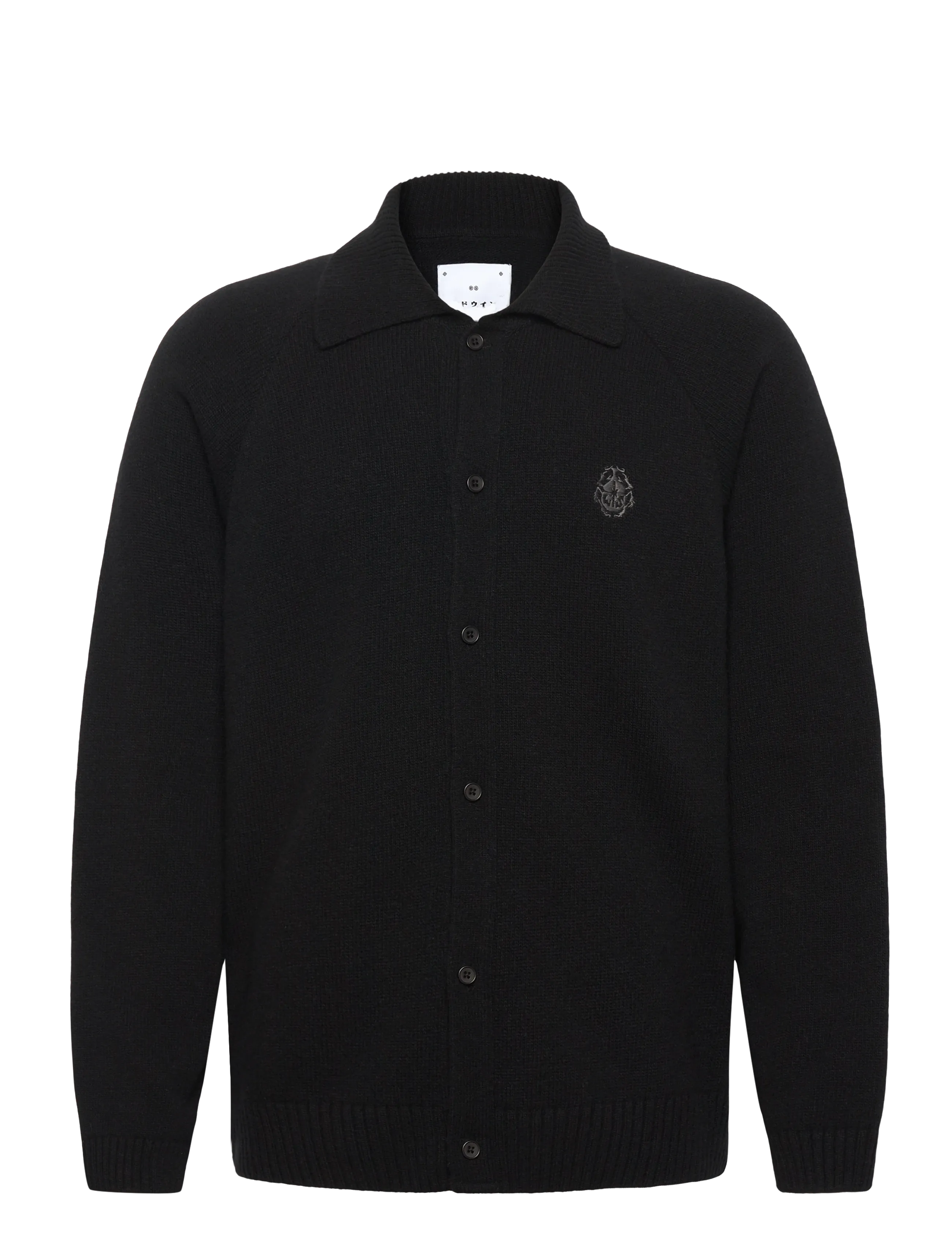 Edwin MARS POLO CARDIGAN - Cardigans - BLACK / black