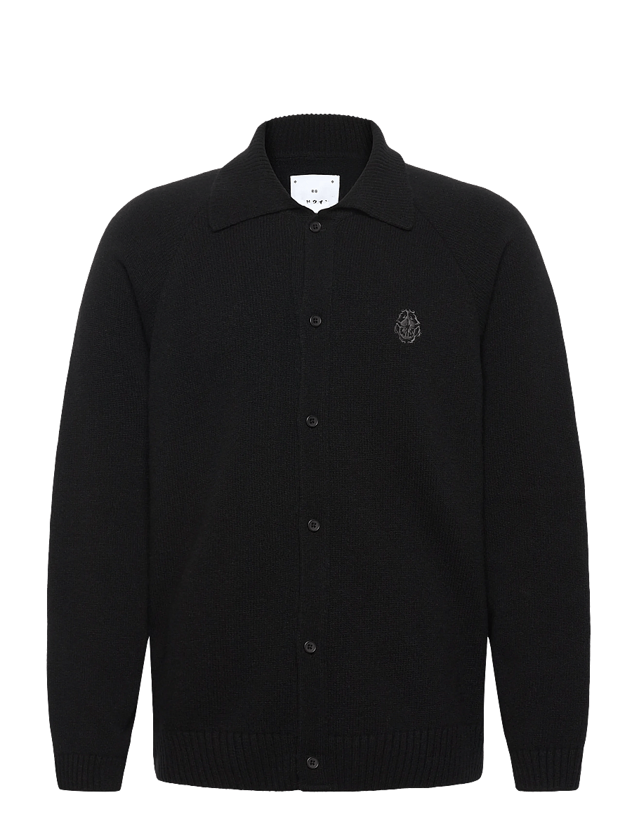 Edwin - MARS POLO CARDIGAN - strickjacken - black - 1