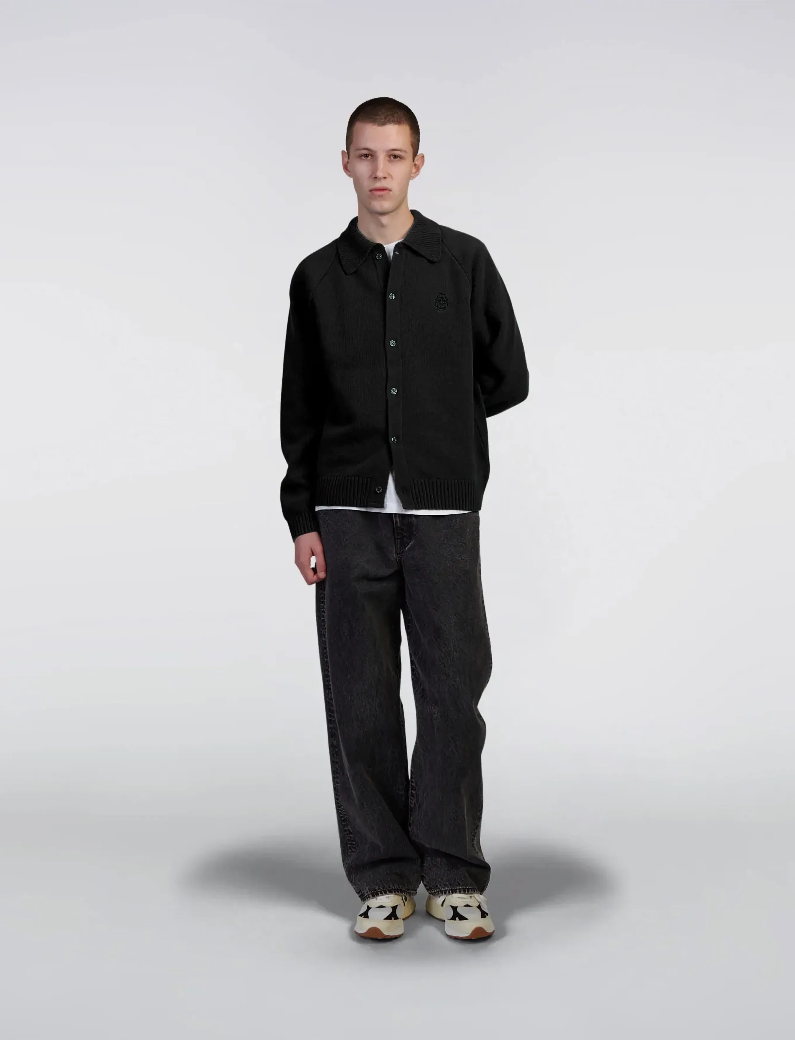 Edwin Mars Polo Cardigan, Mænd, Polo Cardigan, Sort, Str: L