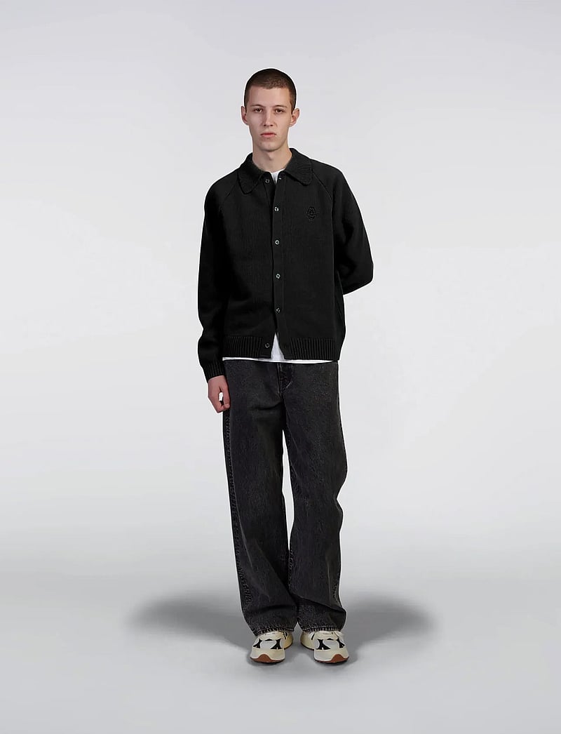 Edwin - MARS POLO CARDIGAN-BLACK - cardigans - black - 0