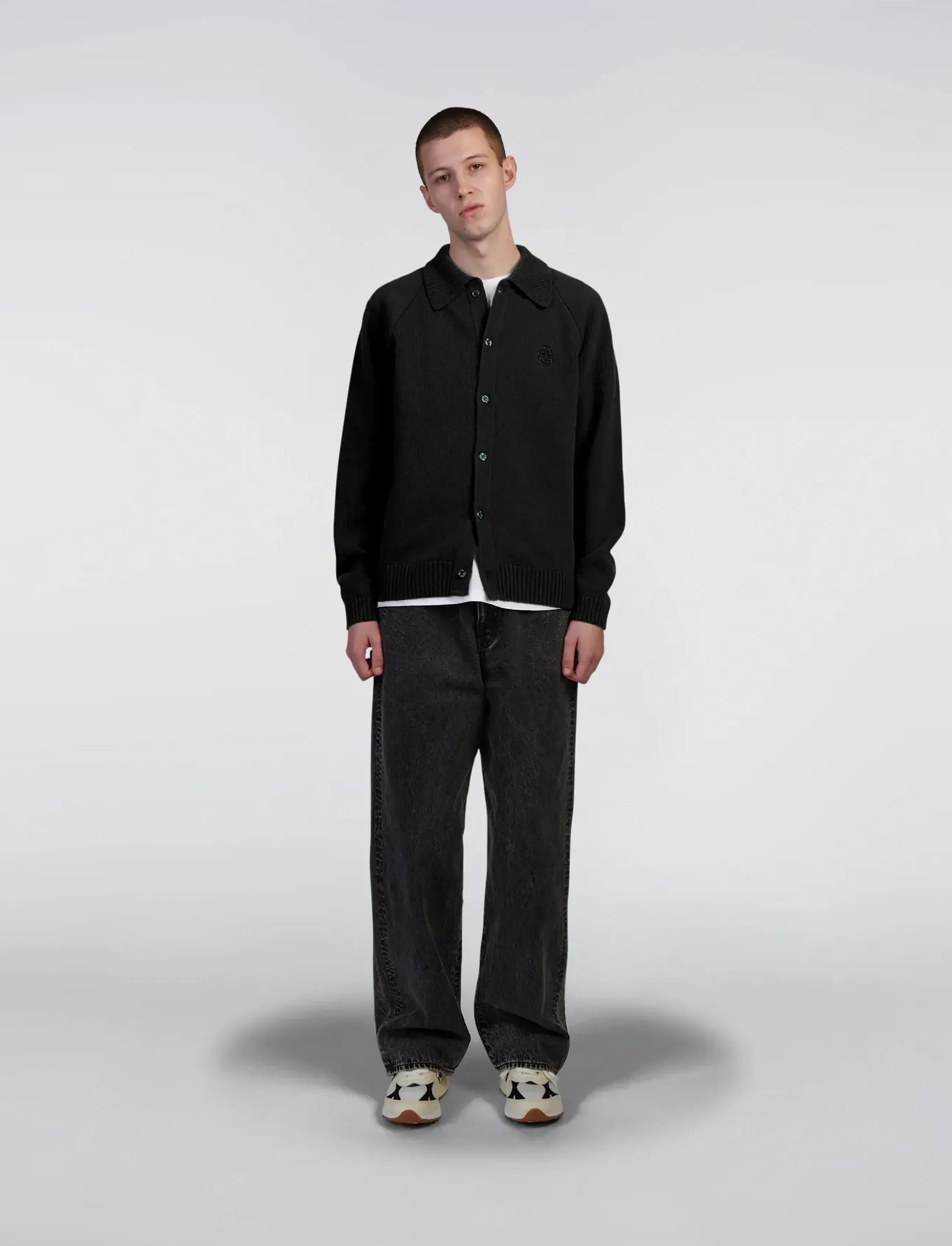 Edwin - MARS POLO CARDIGAN - cardigans - black - 3