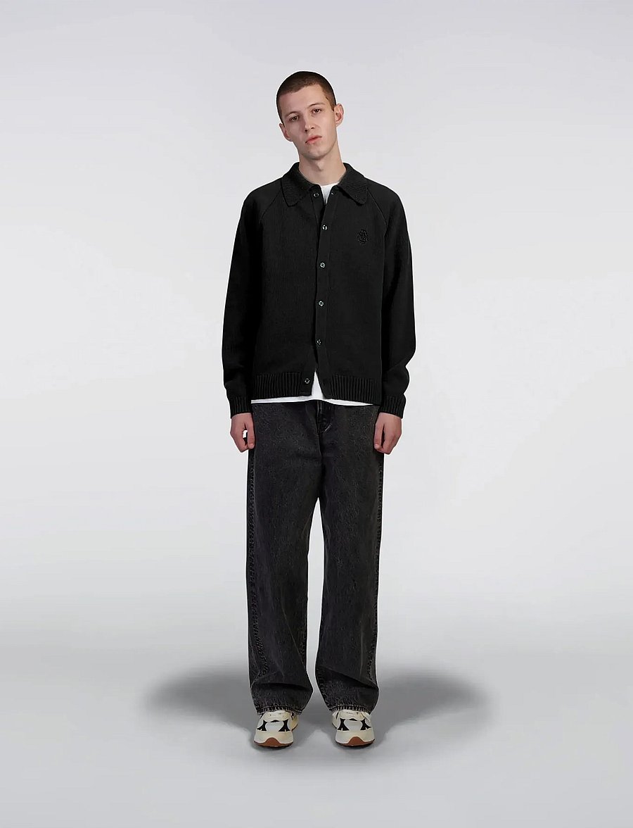 Edwin - MARS POLO CARDIGAN - strickjacken - black - 3