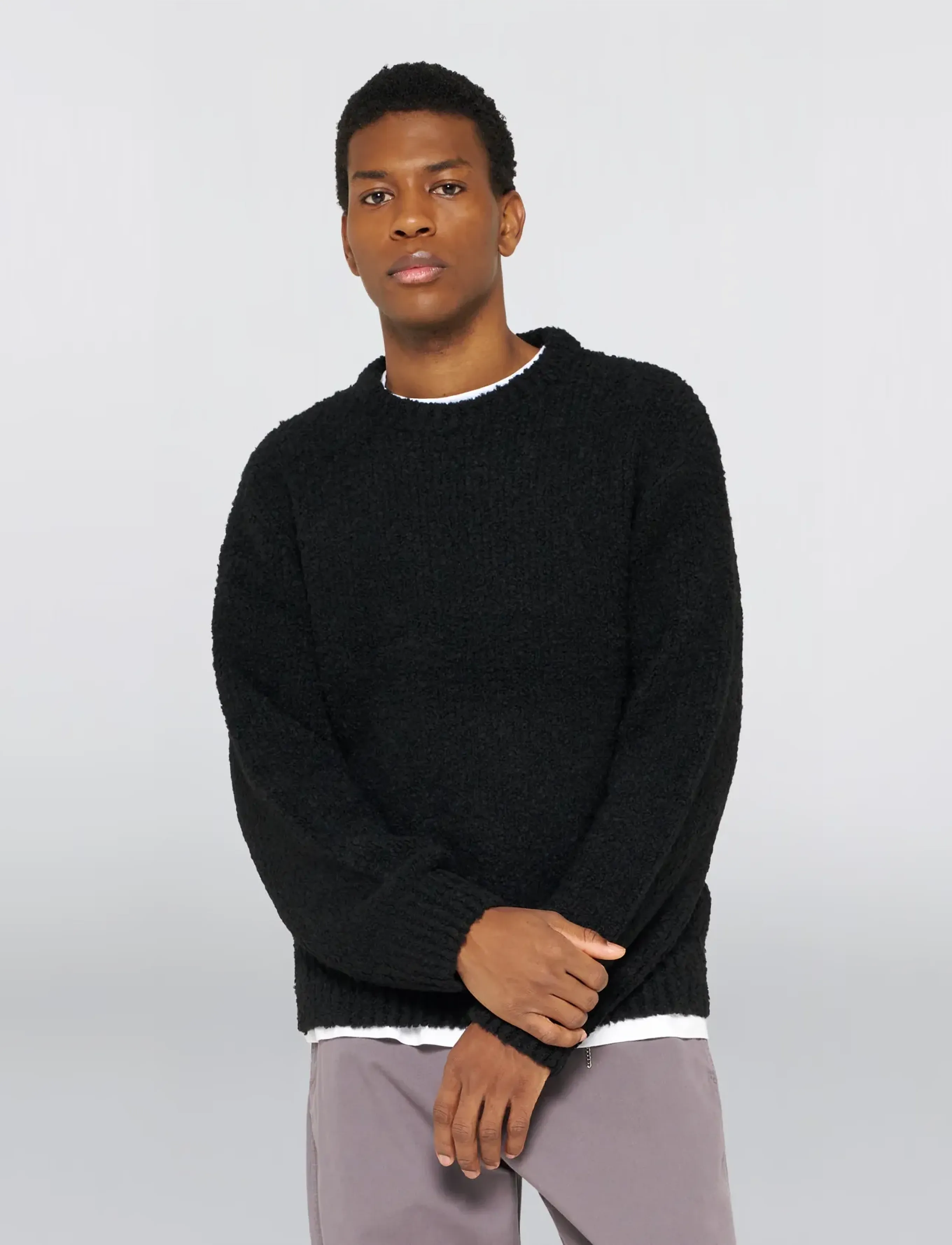 Edwin Dun Textured Sweater - Black - Megztiniai - BLACK / black