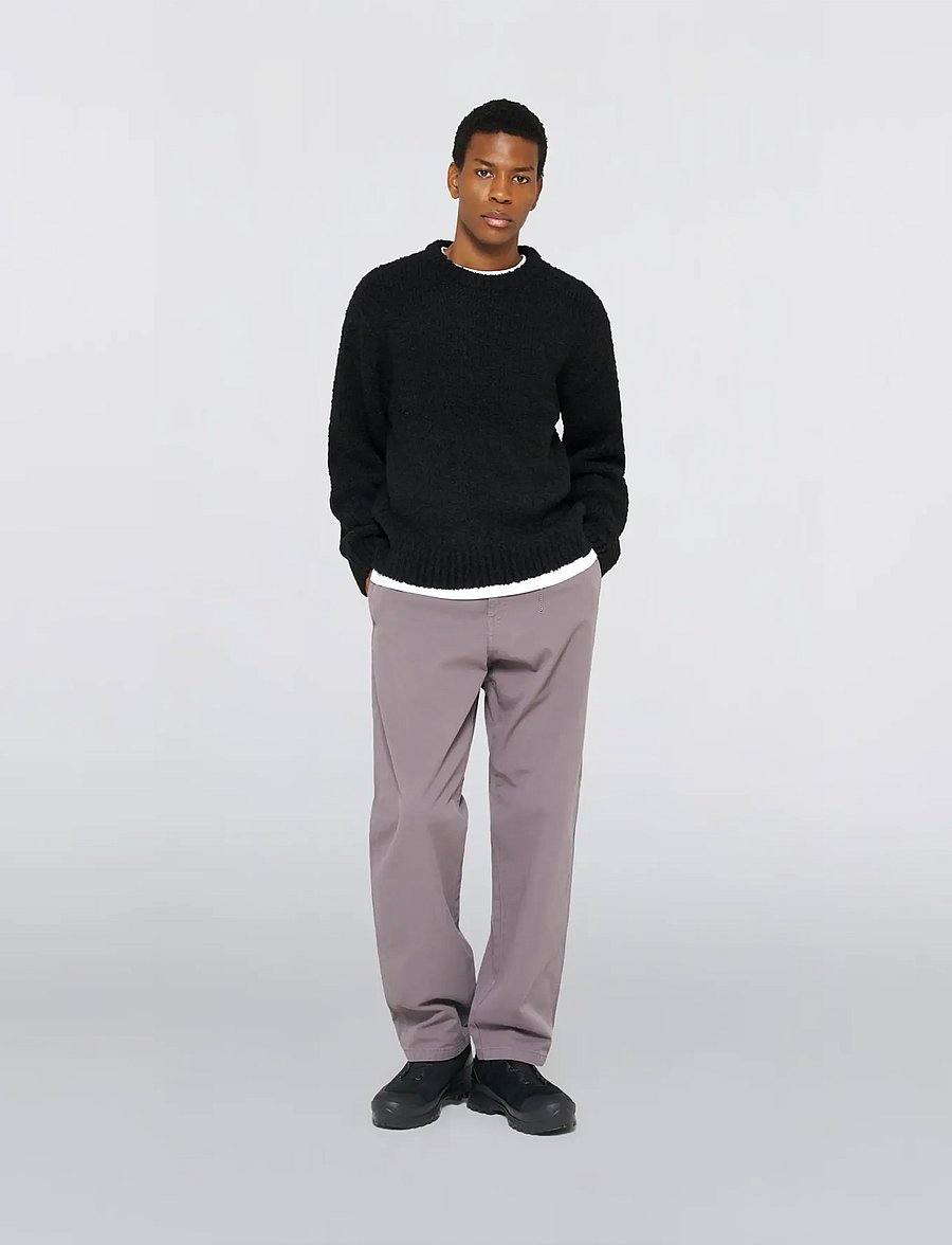 Edwin - Dun Textured Sweater - Black - rund hals - black - 3