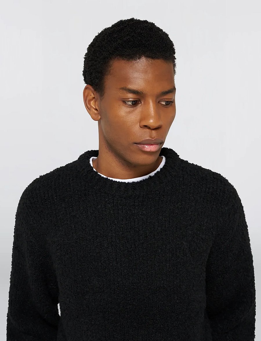 Edwin - Dun Textured Sweater - Black - rund hals - black - 4