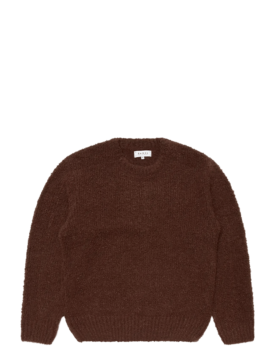 Edwin - Dun Textured Sweater - Black - rundhals - rum raisin - 0