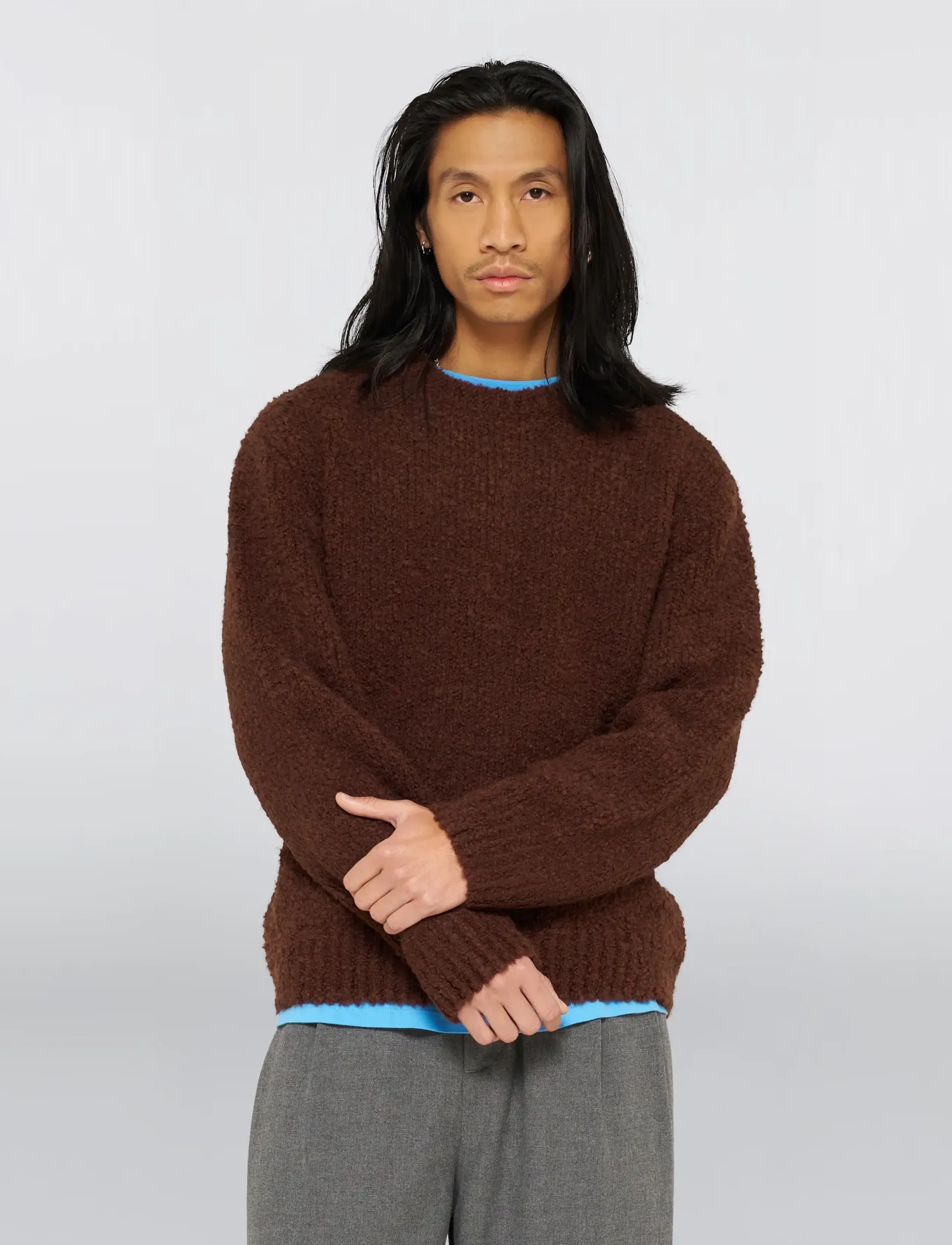 Edwin Dun Textured Sweater - Black - Strik - RUM RAISIN / brown