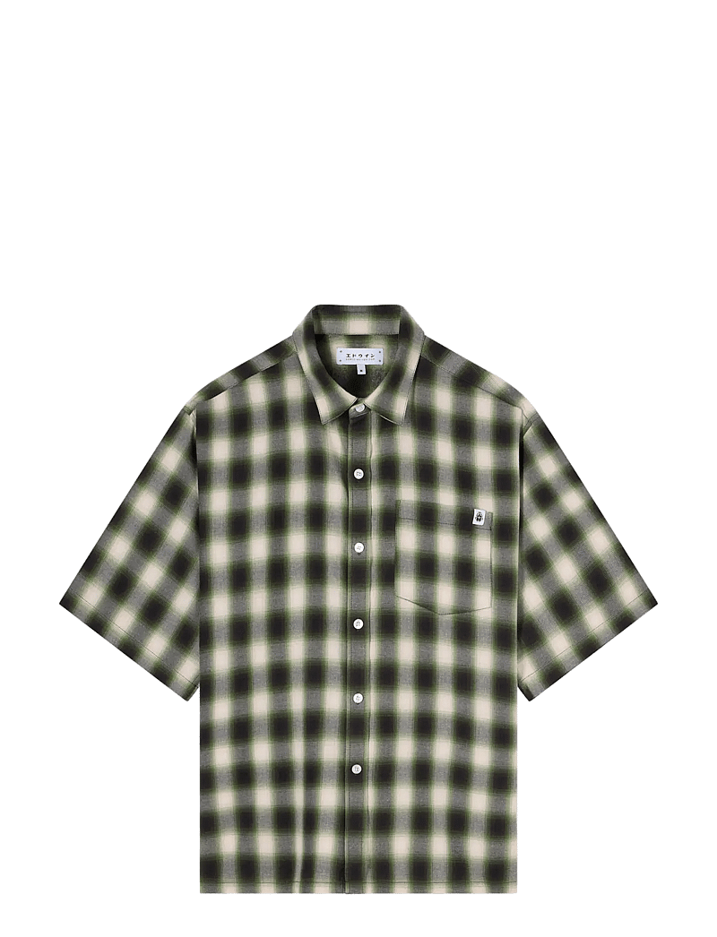 Edwin - Millbury Shirt Ss - Green / Black - kurzarmhemden - green / black - 0