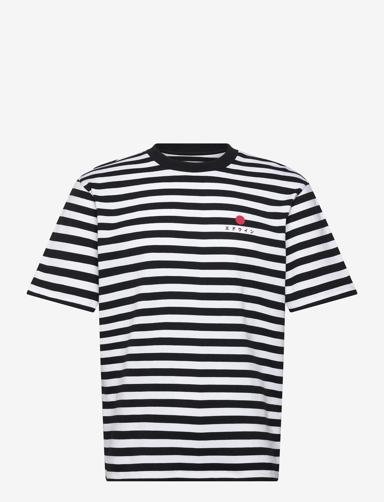 Edwin - REGULAR STRIPED T-SHIR - kortærmede t-shirts - black/off white - 0