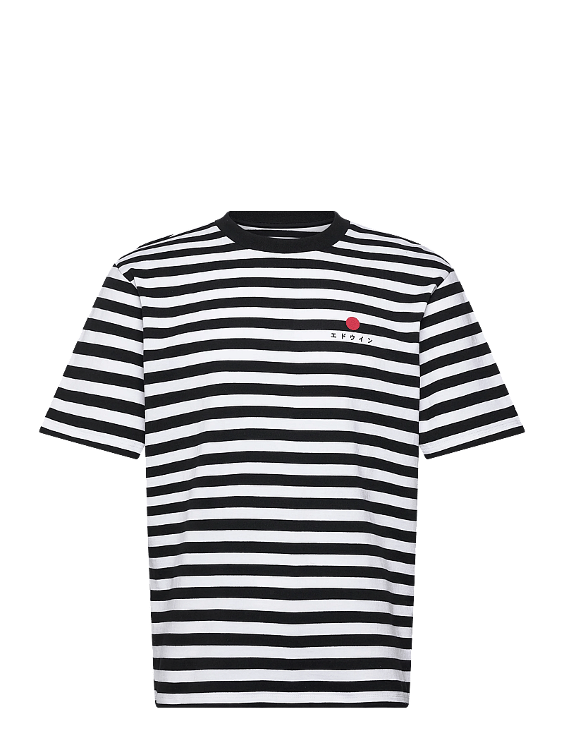Edwin - REGULAR STRIPED T-SHIR - randiga skjortor - black/off white - 0