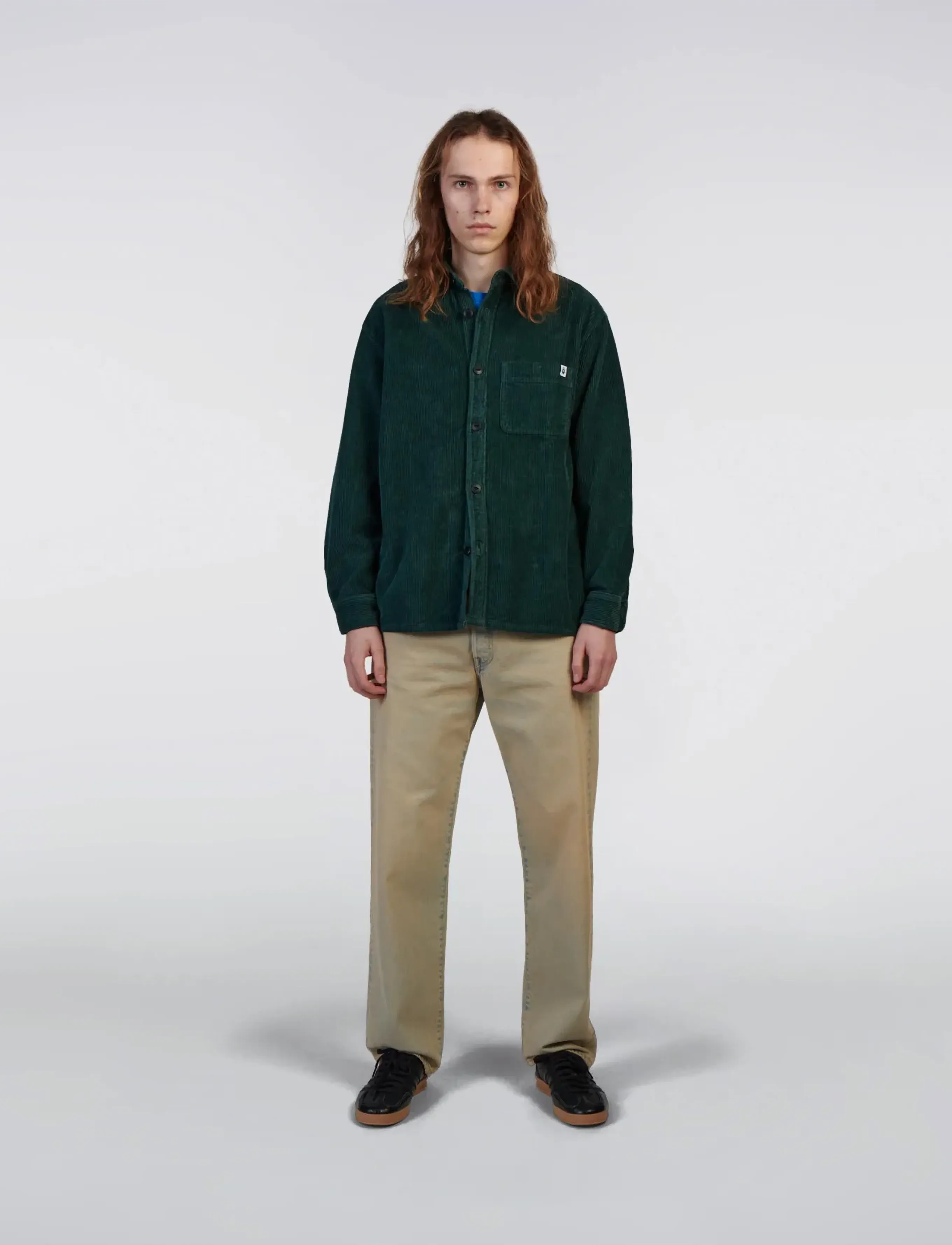 Edwin Ander Shirt Ls, XL, Green, Shirts > Corduroy Shirts, Herre
