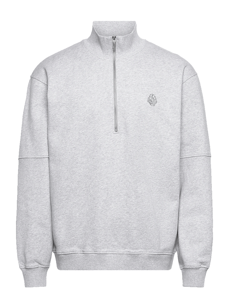 Edwin - KOJI HALF ZIP SWEAT-GREY MARL - pullover mit halbem reißverschluss - grey marl - 0