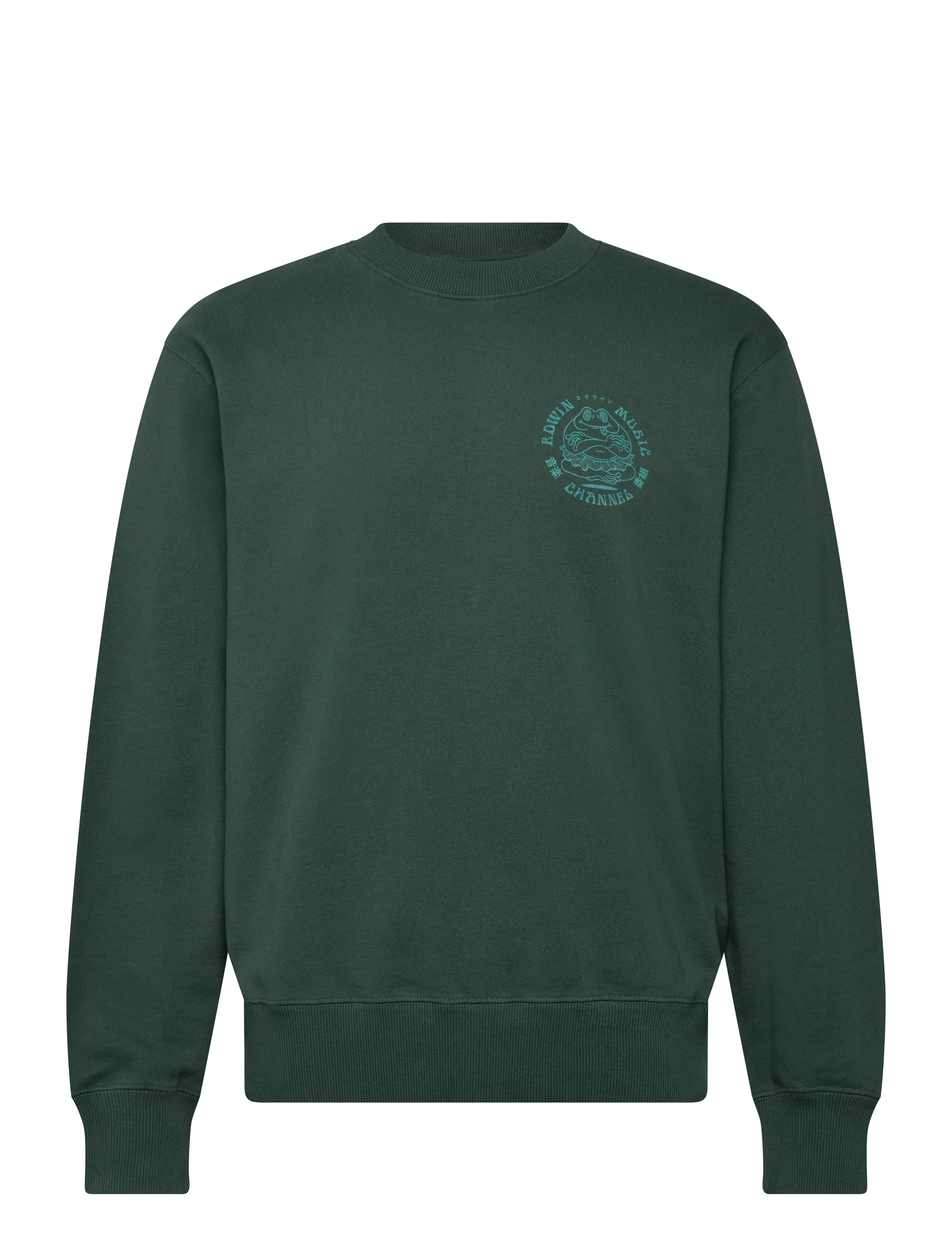 Edwin Music Channel Sweat-Green Gables, Mænd, Rundhals Sweatshirt, Grøn, Str: S