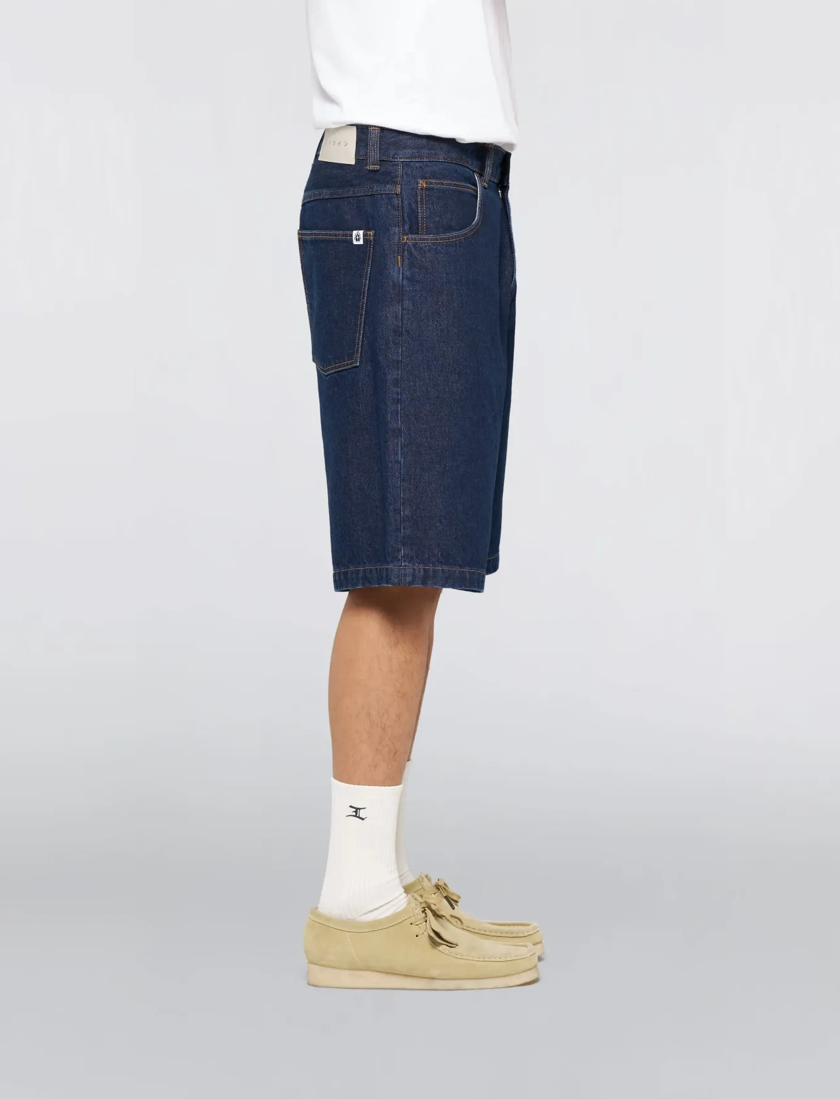 Edwin Worker Short-Blue - Mid Marble Wash, 36, Navy, Shorts > Denim Shorts, Herre