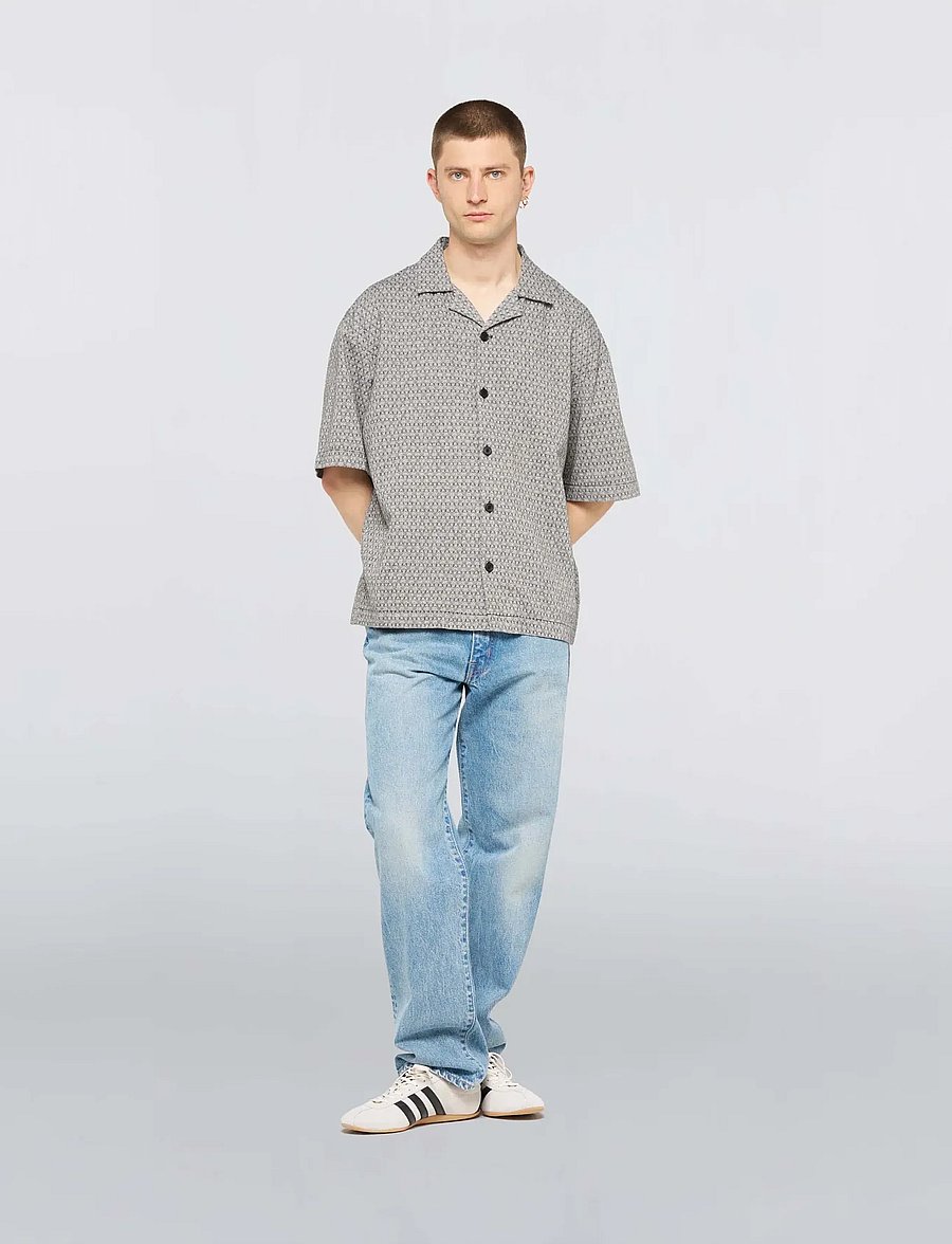Edwin - Saga Shirt Ss-Black/White - basic-hemden - black - 0