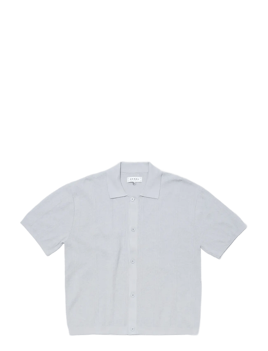 Edwin - Luis Buttoned Polo-Grey - langärmlige strick-polohemden - grey - 1