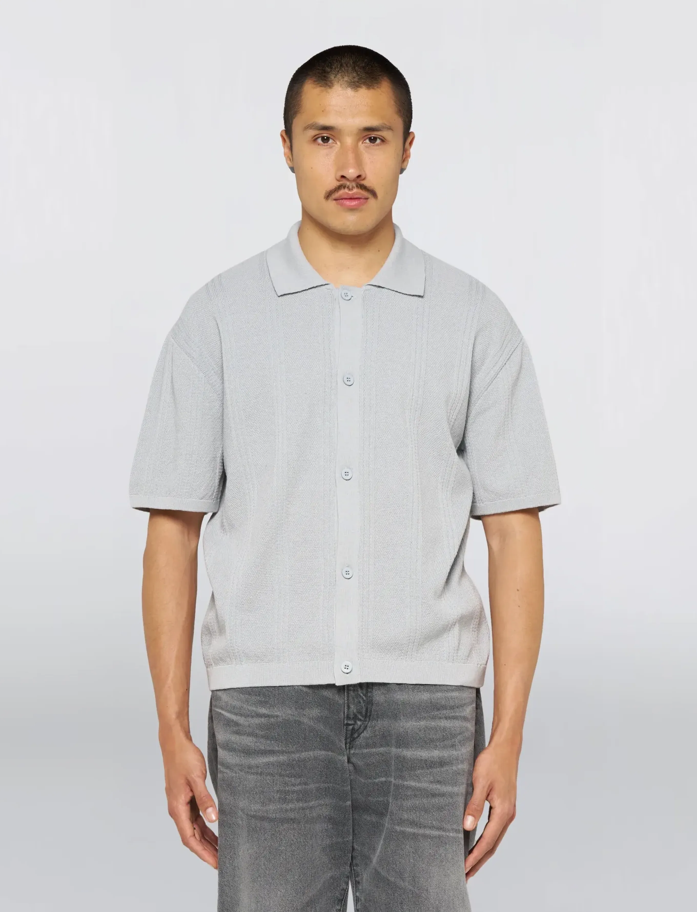Edwin - Luis Buttoned Polo-Grey - polostrik - grey - 4