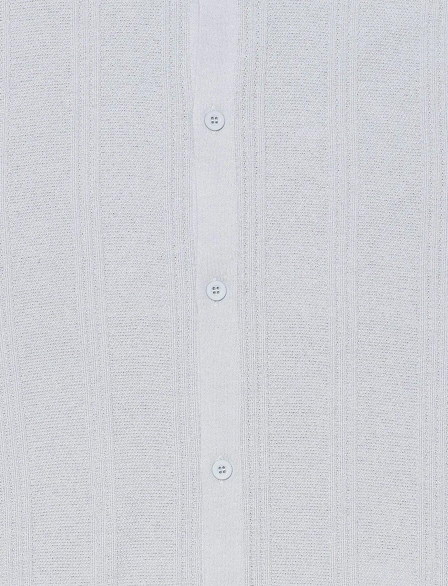 Edwin - Luis Buttoned Polo-Grey - langärmlige strick-polohemden - grey - 5