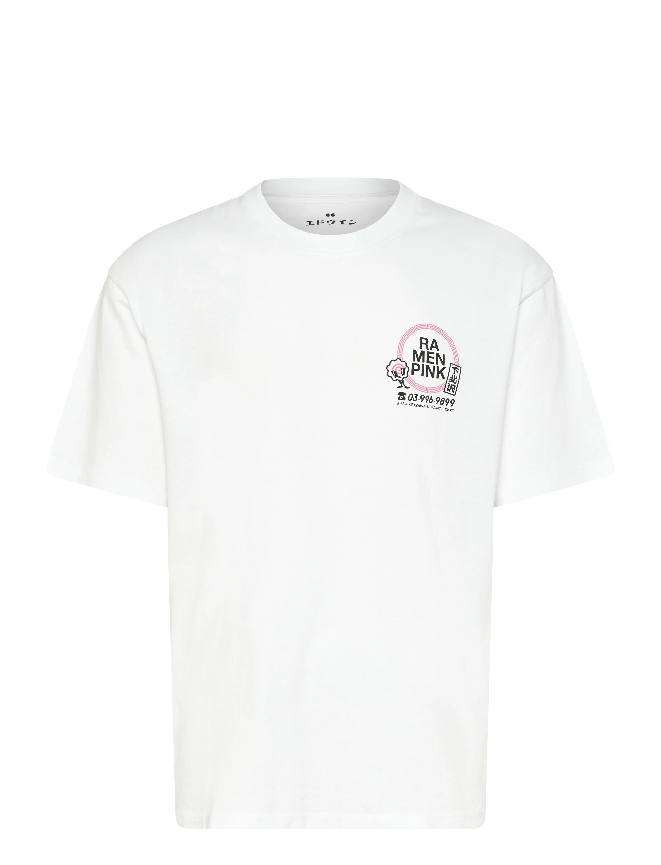 Edwin Ramen Pink T-Shirt-White - Tänavastiil - WHITE / white