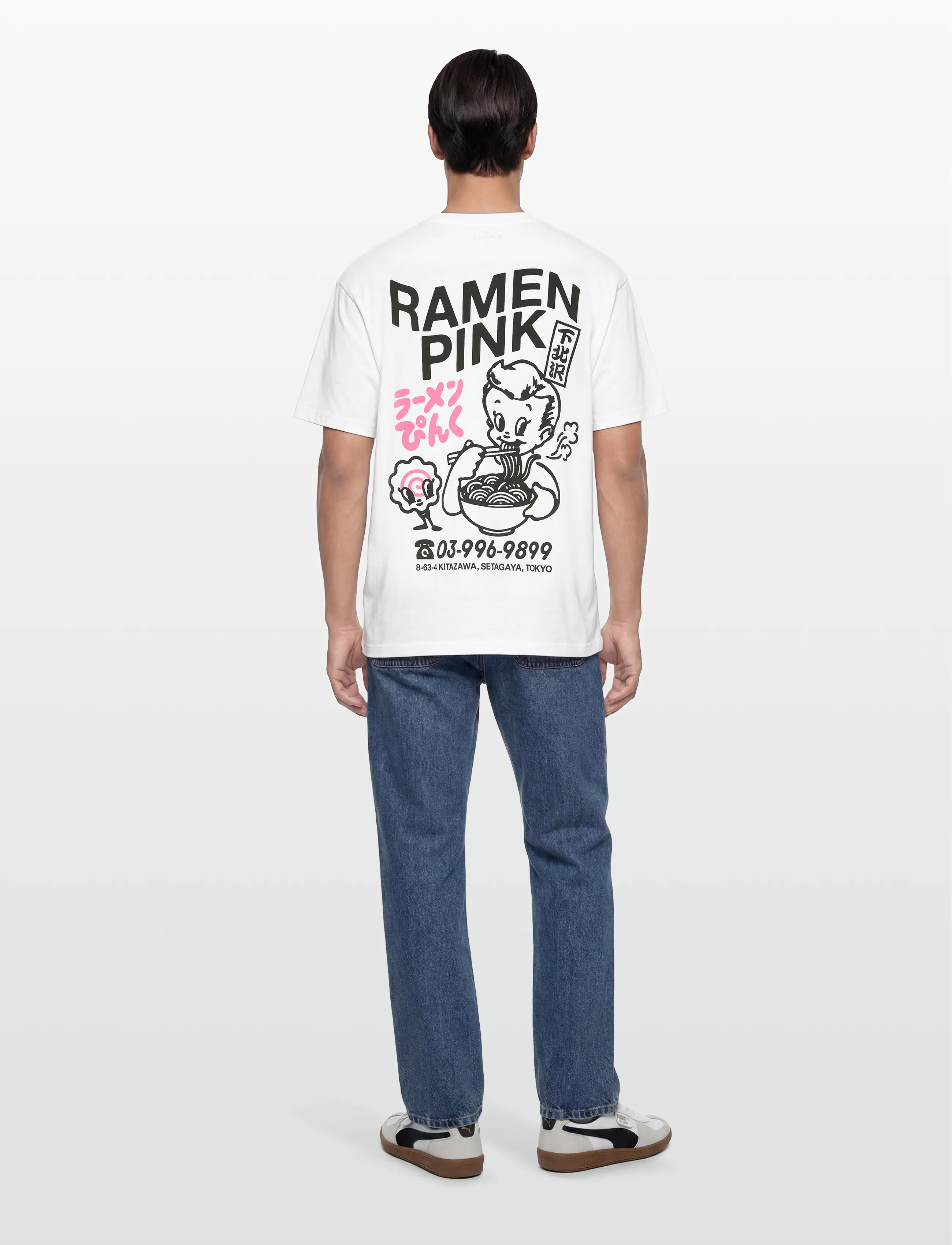 Edwin Ramen Pink T-Shirt-White t-shirts med tryck herr – bild 3