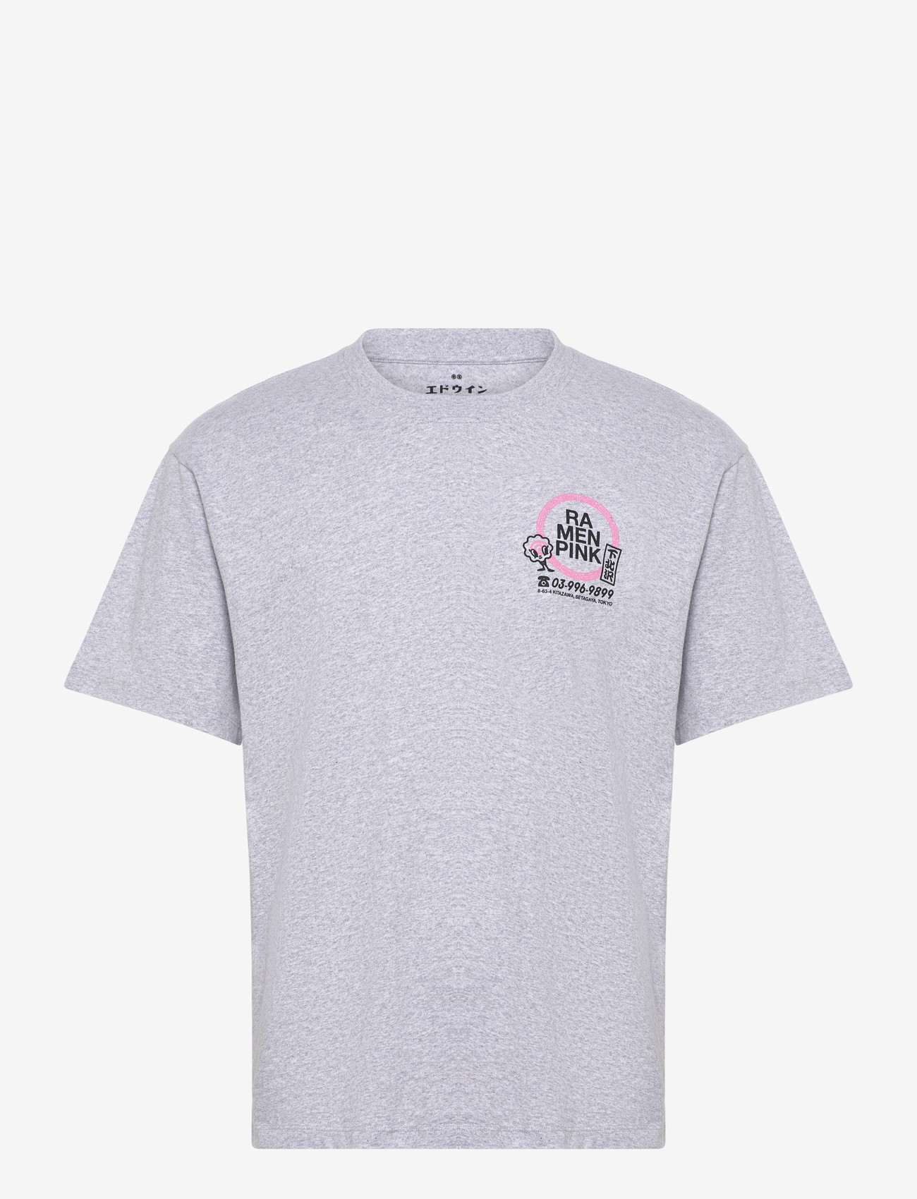 Edwin - Ramen Pink T-Shirt-Grey Marl - kortærmede t-shirts - grey - 1