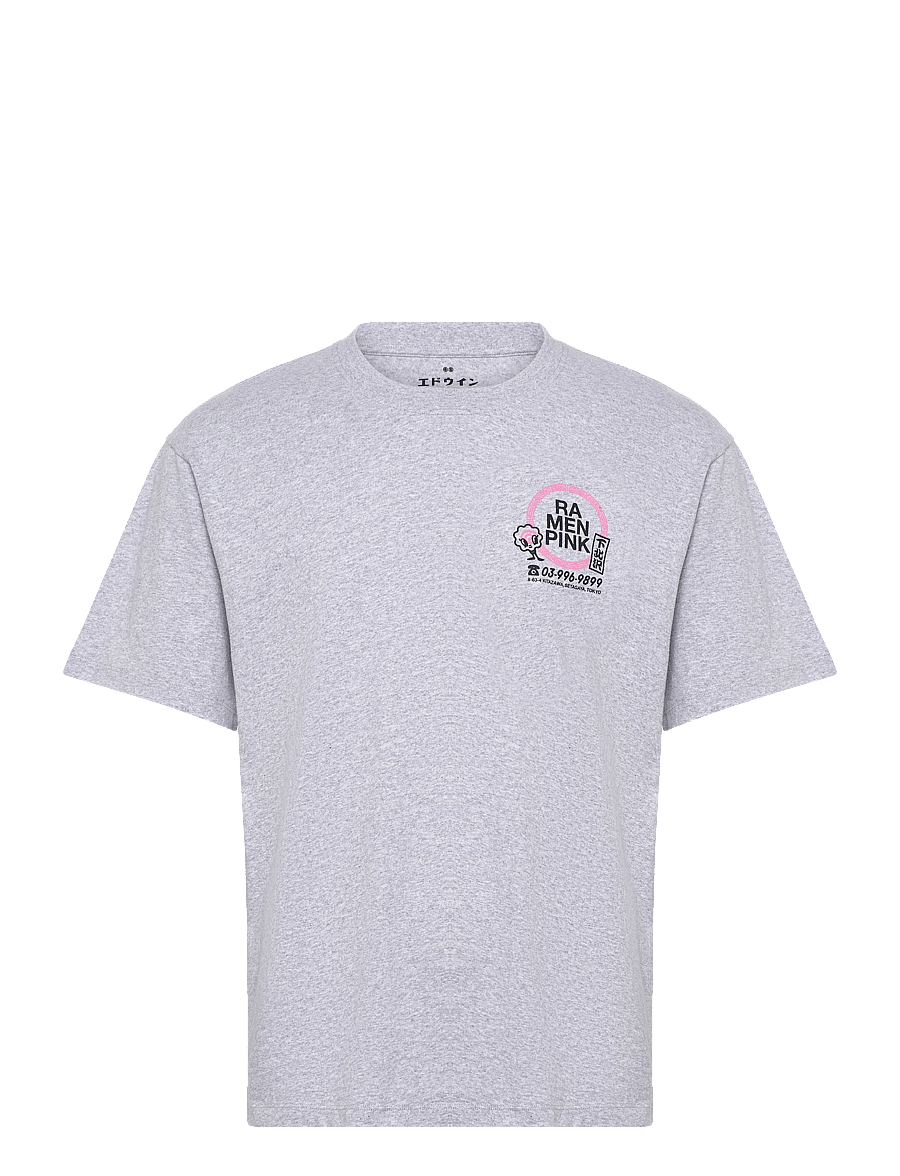 Edwin - Ramen Pink T-Shirt-Grey Marl - lyhythihaiset - grey - 1