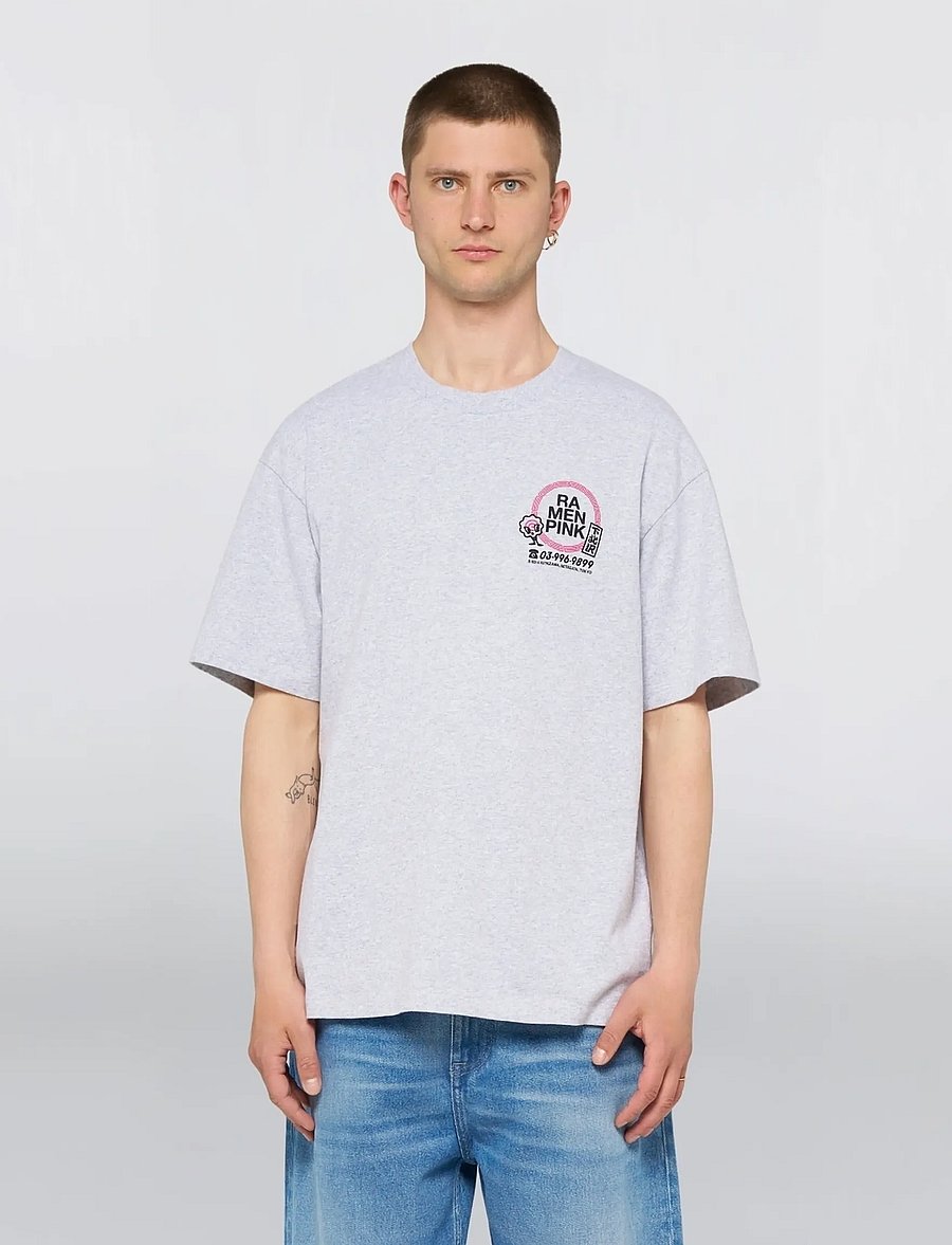 Edwin - Ramen Pink T-Shirt-Grey Marl - lyhythihaiset - grey - 0