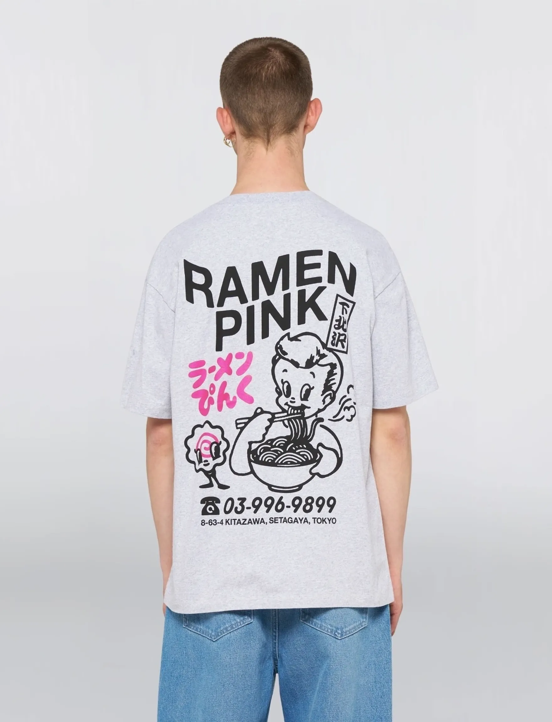 Edwin - Ramen Pink T-Shirt-Grey Marl - kortärmade t-shirts - grey - 3