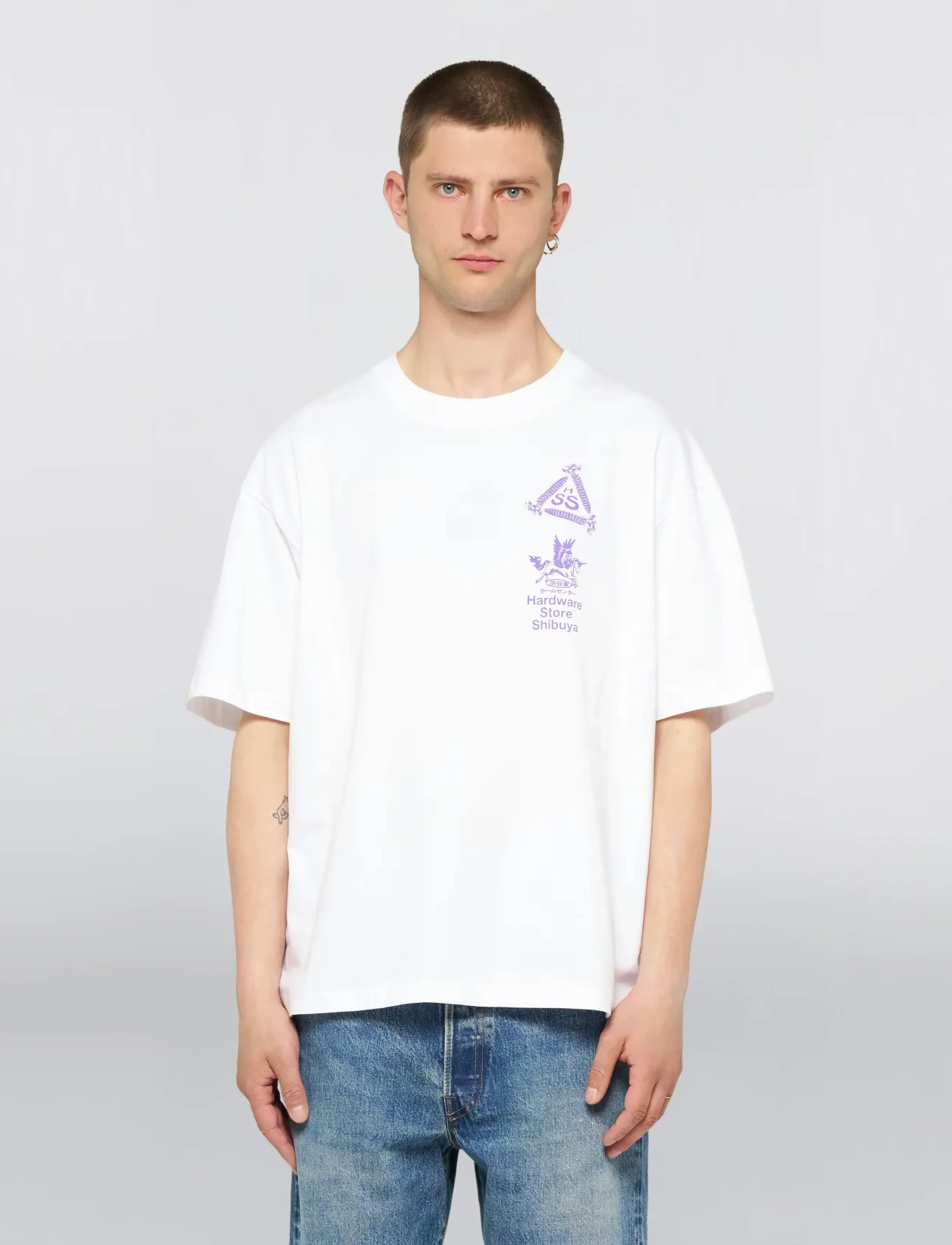 Edwin Hardware Store Shibuya T-Shirt-White, M, T-shirts, Weiß - Short-sleeved, Männerswear