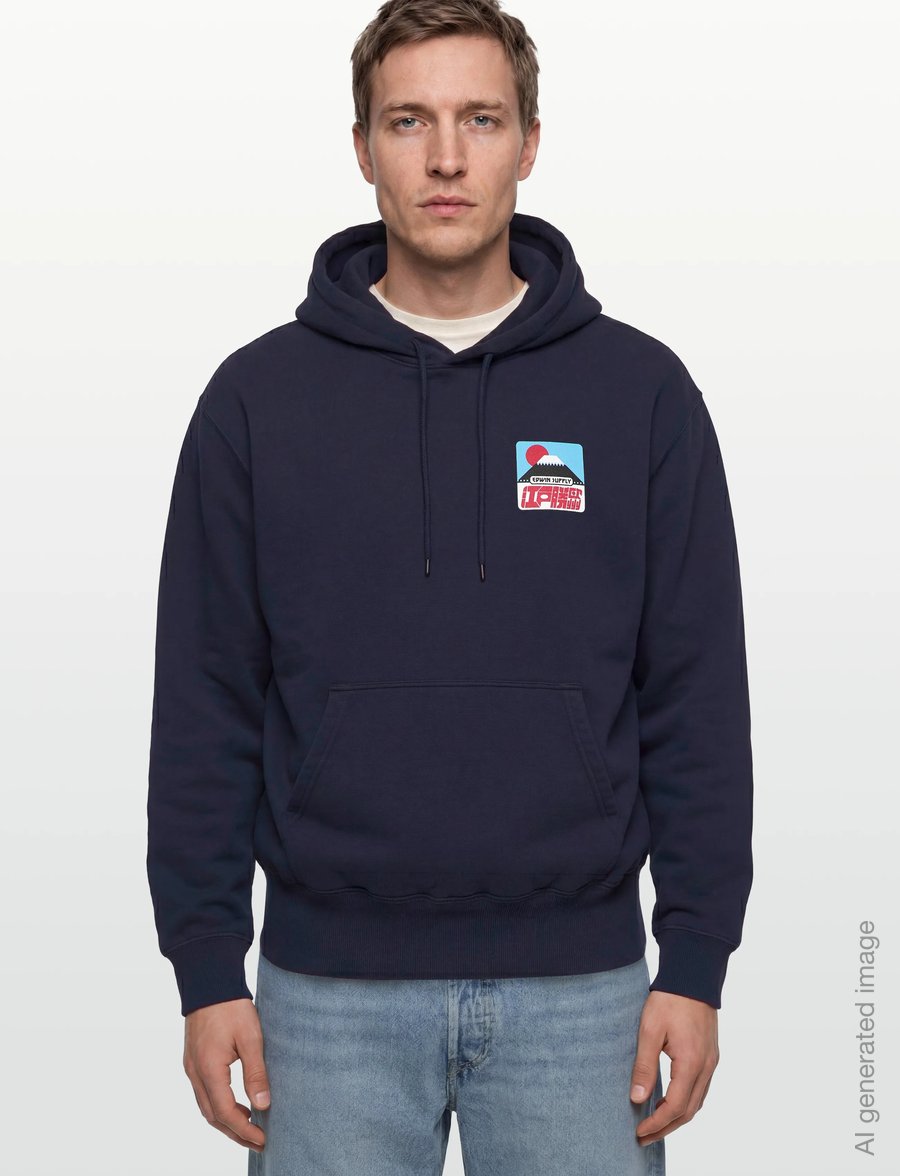 Edwin - Sunset On Fuji San Hoodie Sweat - Maritime Blue - sweatshirts - maritime blue - 3
