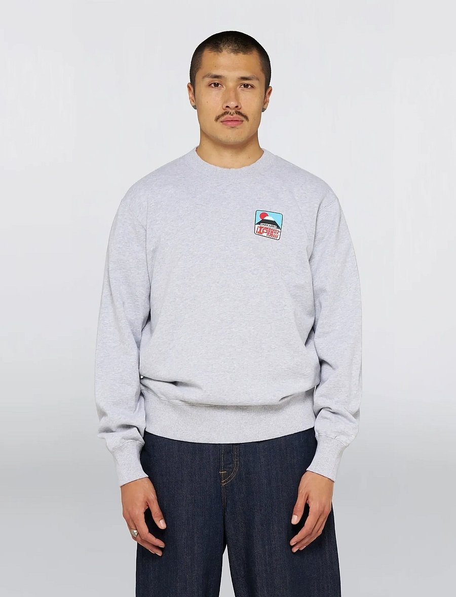 Edwin - Sunset On Fuji San Sweat - Grey Marl - sweatshirts - grey marl - 0