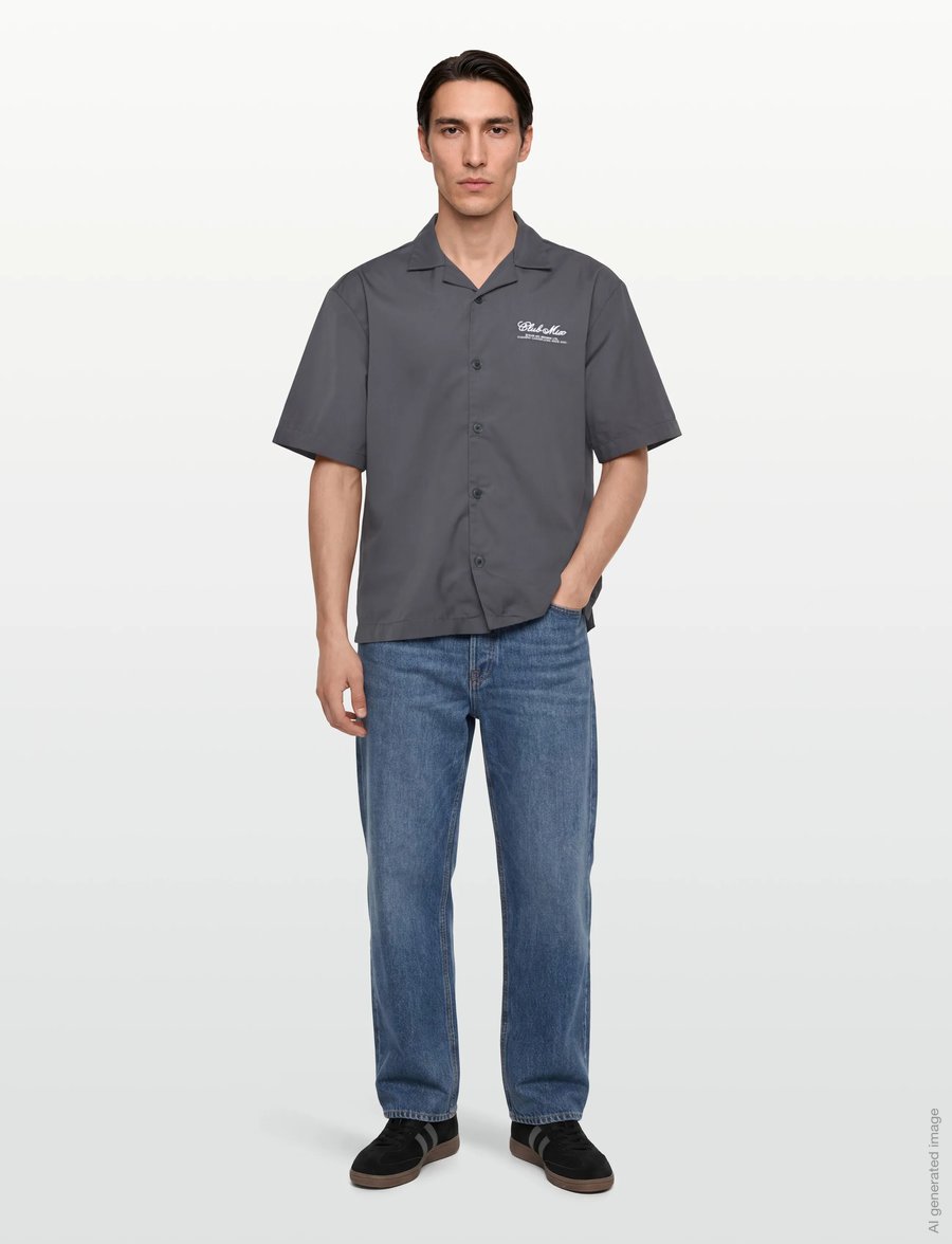 Edwin - Club Mix Shirt Ss - basic shirts - grey - 0