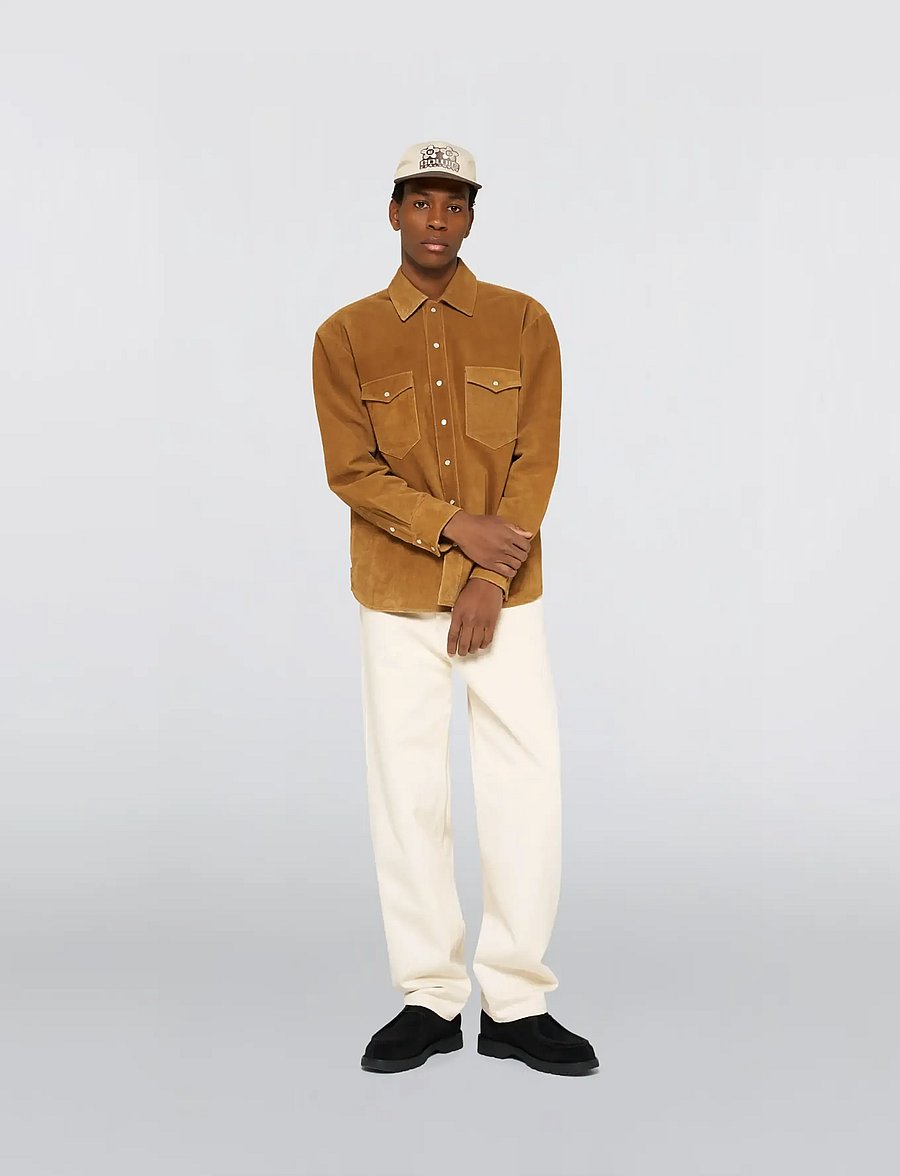 Edwin - Western Suede Shirt Ls - Brown - rennot kauluspaidat - brown - 0