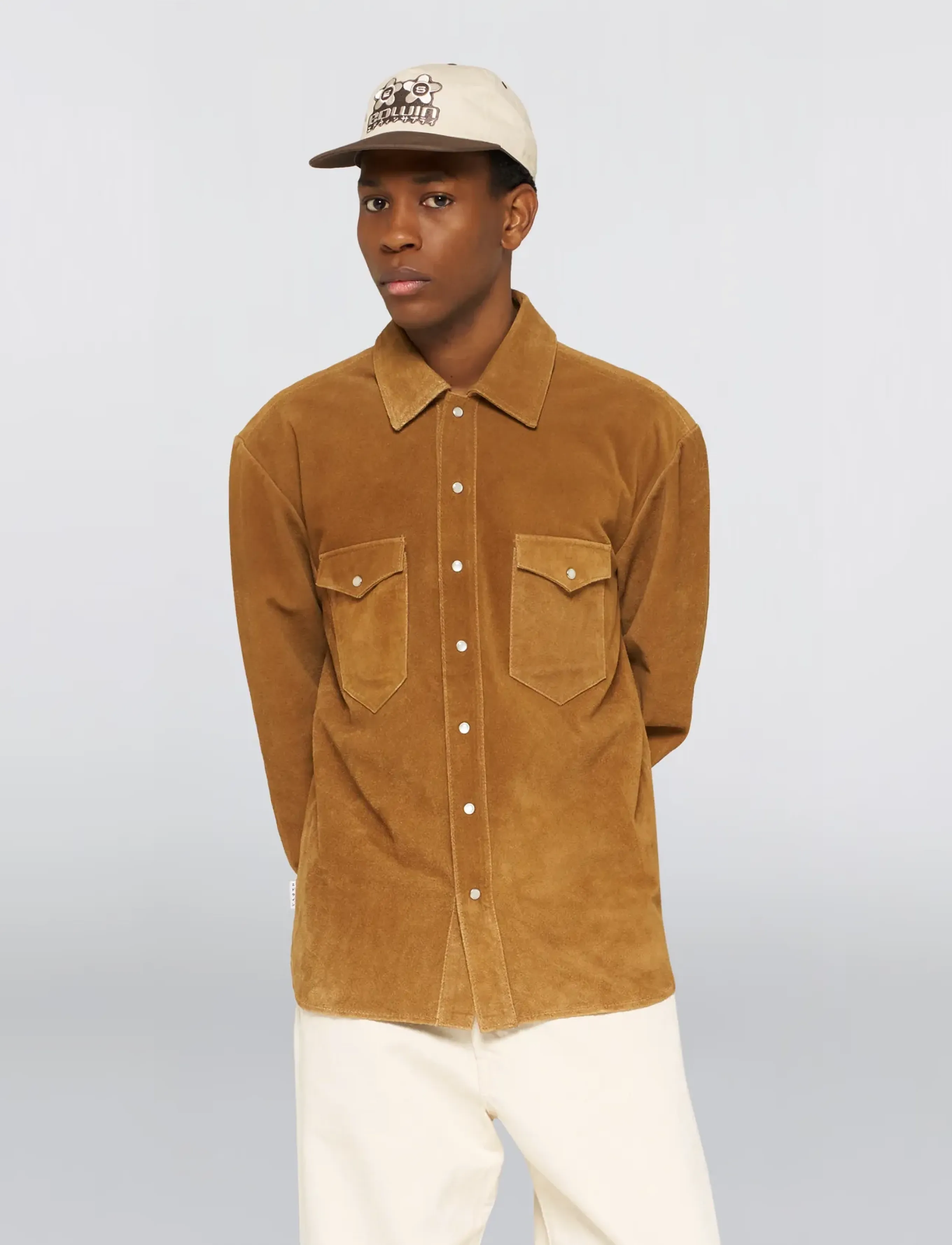 Edwin - Western Suede Shirt Ls - Brown - rennot kauluspaidat - brown - 3