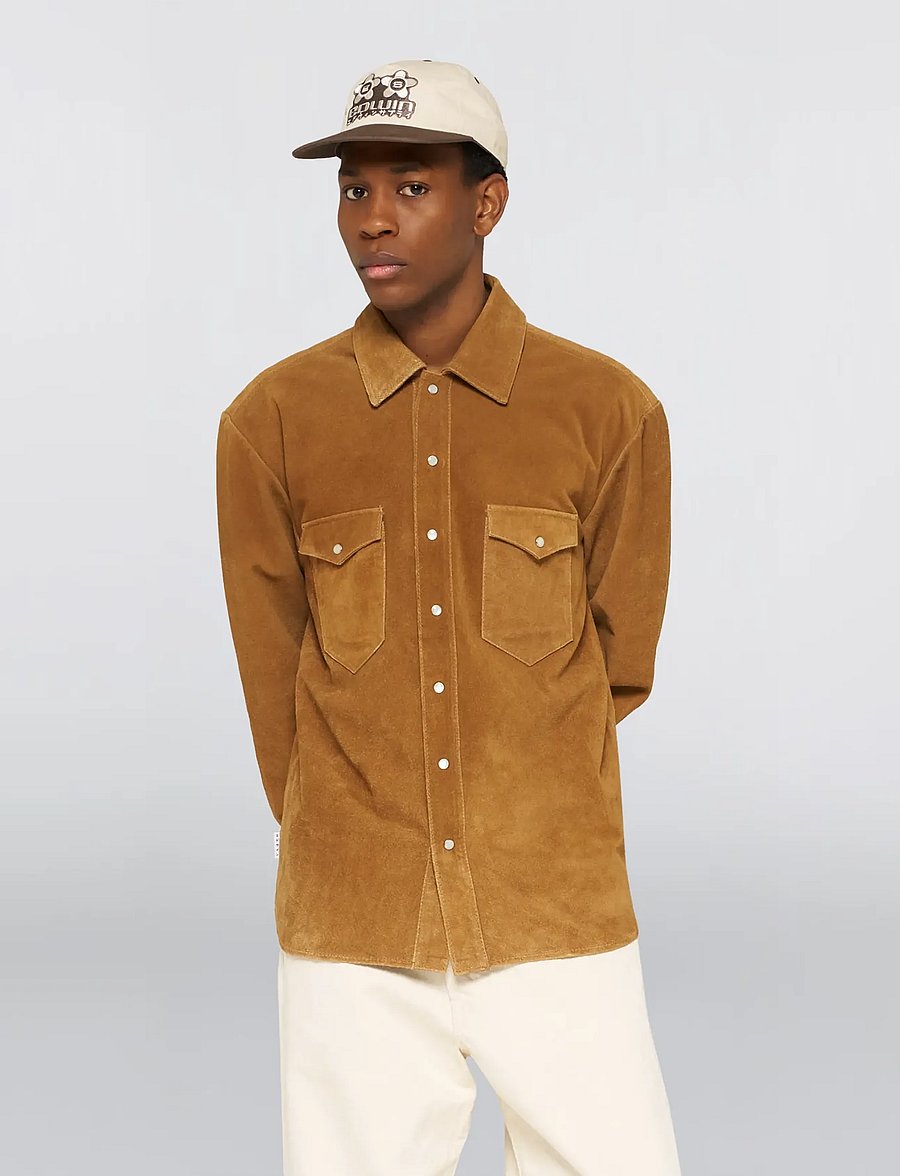 Edwin - Western Suede Shirt Ls - Brown - rennot kauluspaidat - brown - 3