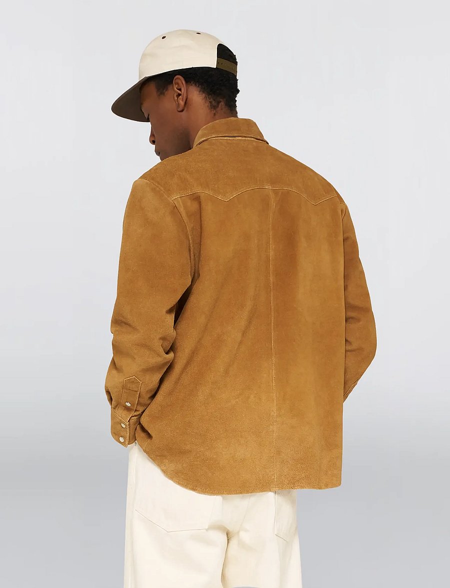 Edwin - Western Suede Shirt Ls - Brown - rennot kauluspaidat - brown - 5